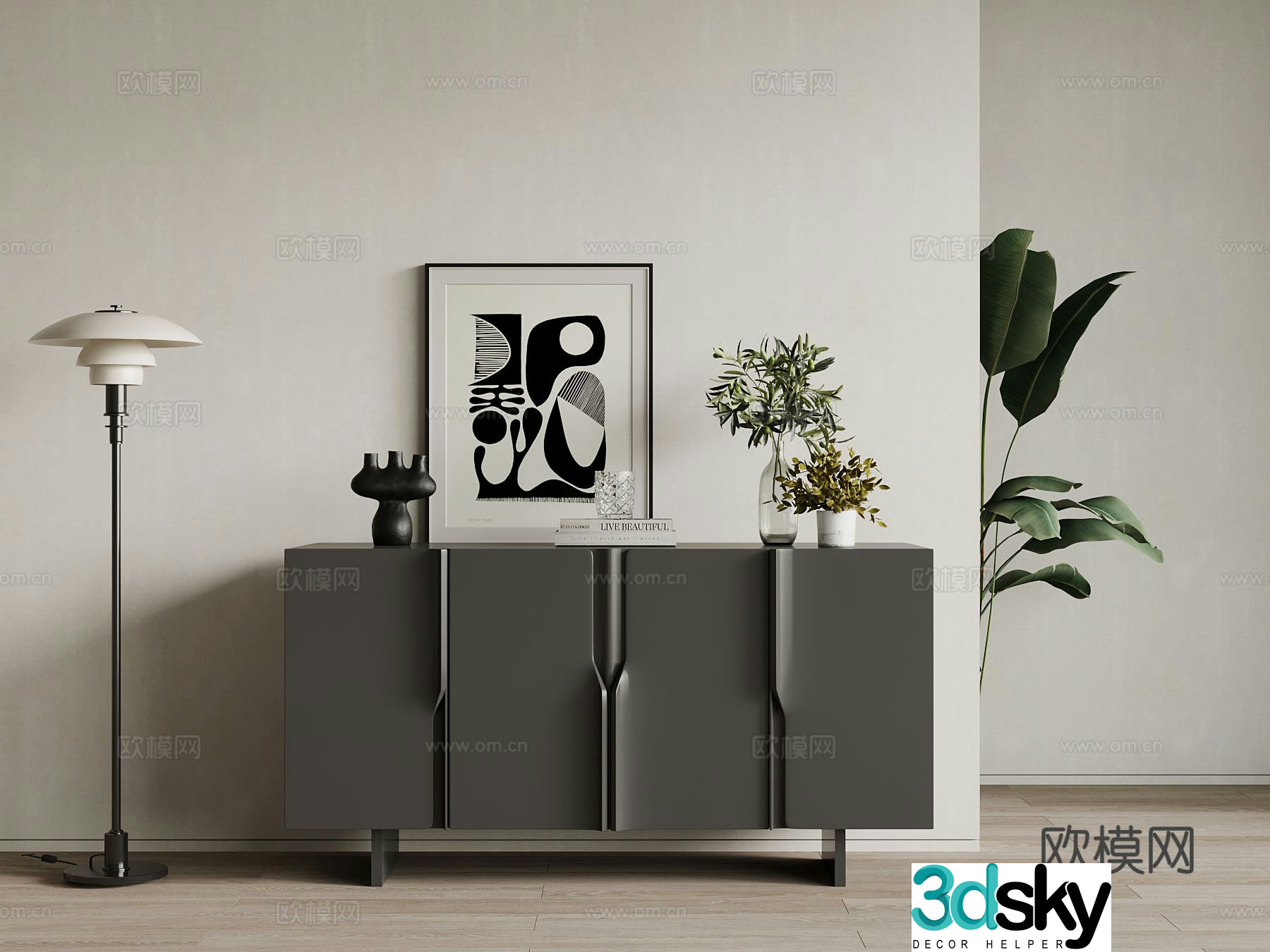 French entryway cabinet side cabinet 3d model