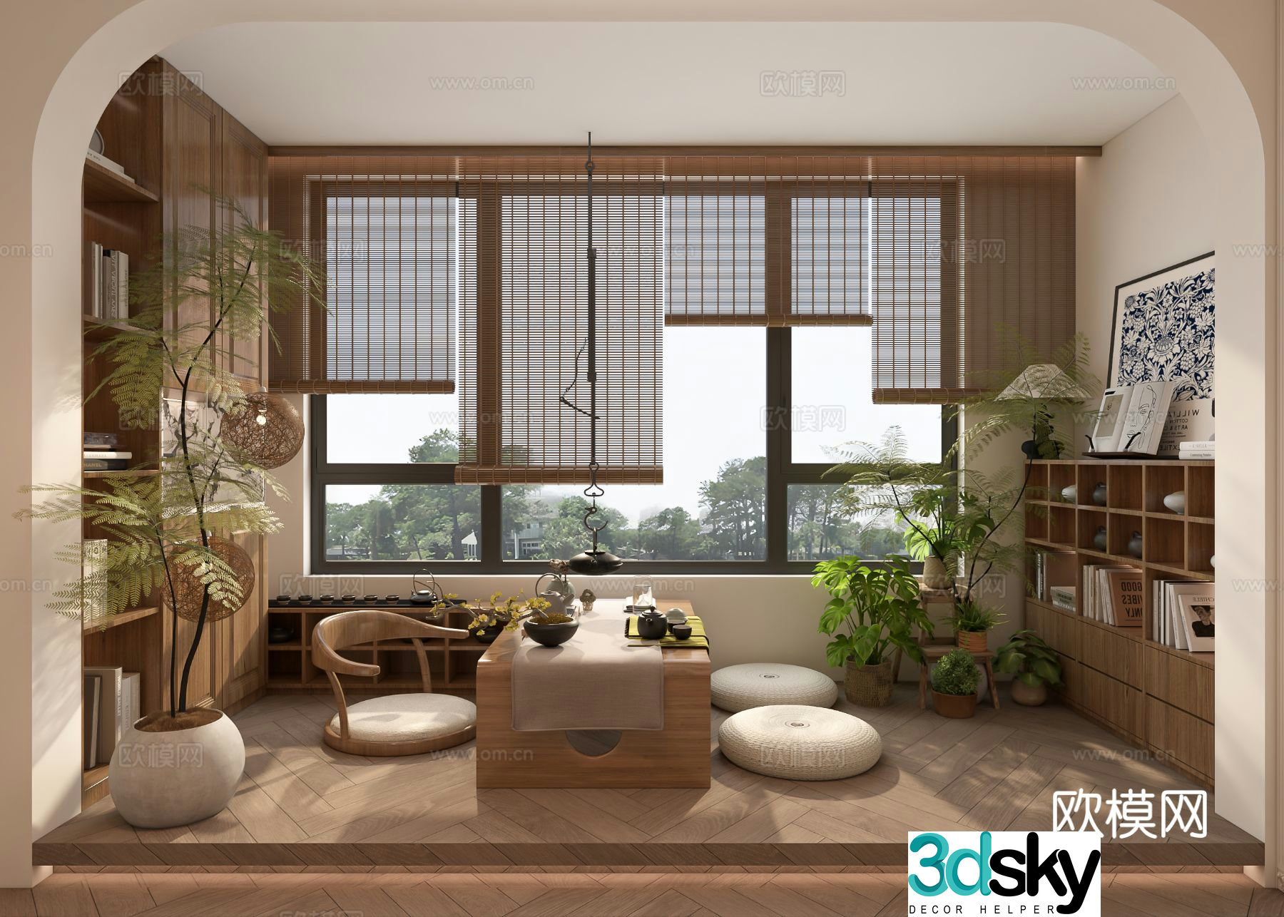 New Chinese Tea Room Tatami Tea Room 3D Model