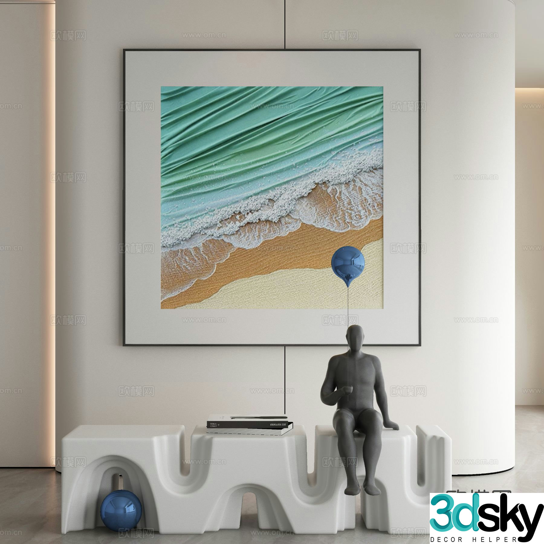 Modern beach painting decorative painting 3d model
