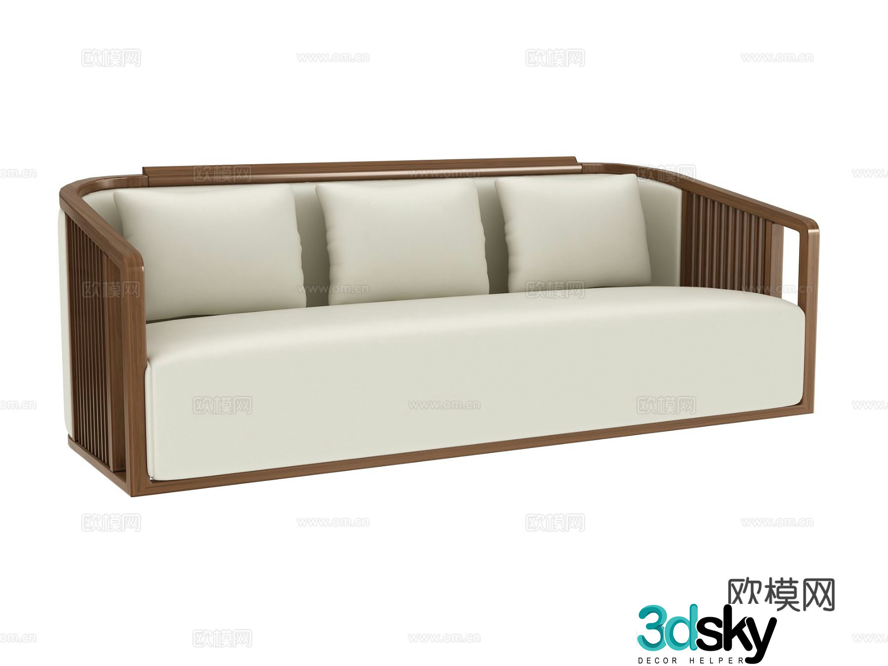 New Chinese style three seater sofa 3d model