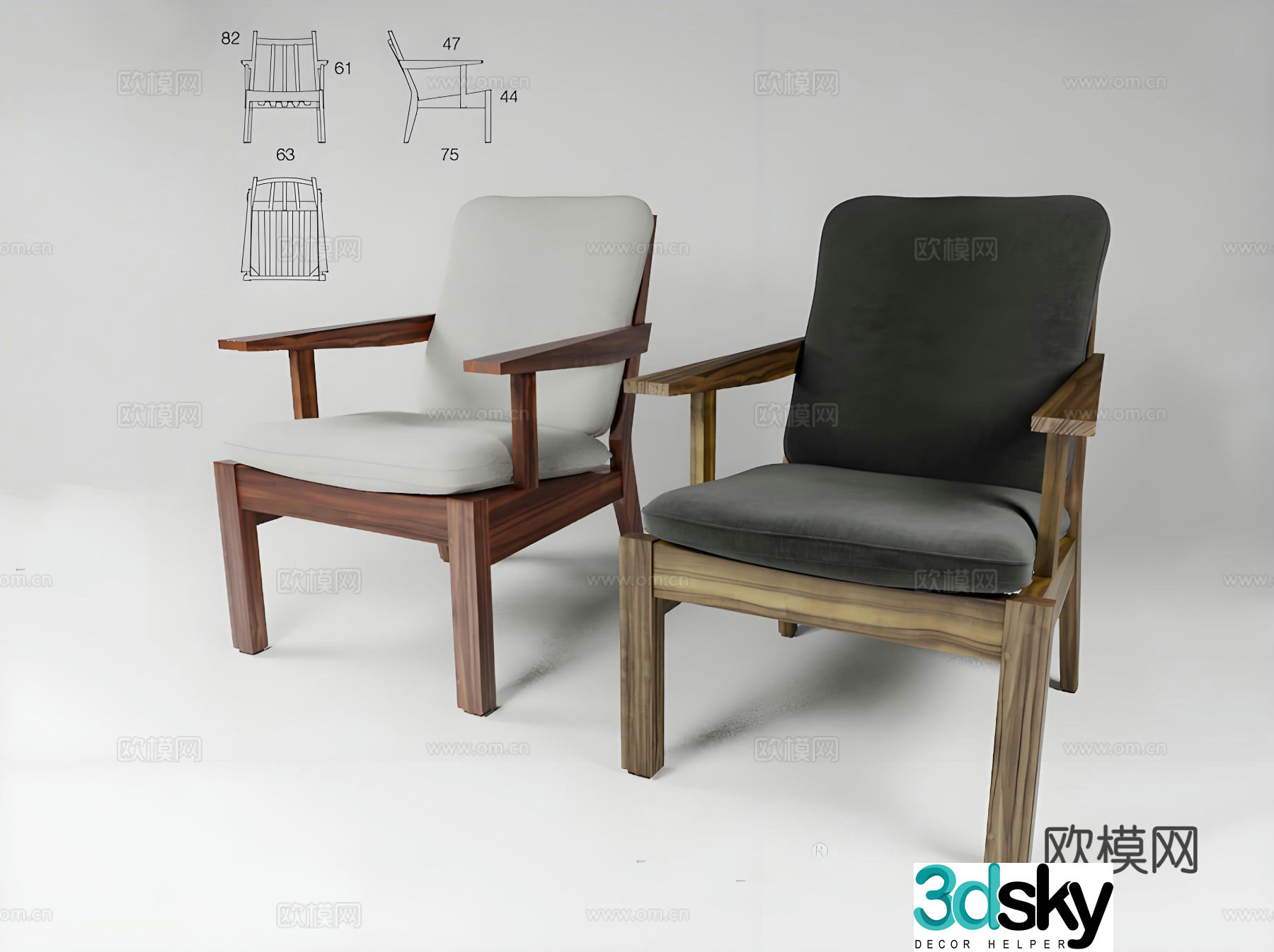 wabi-sabi chair lounge chair 3d model