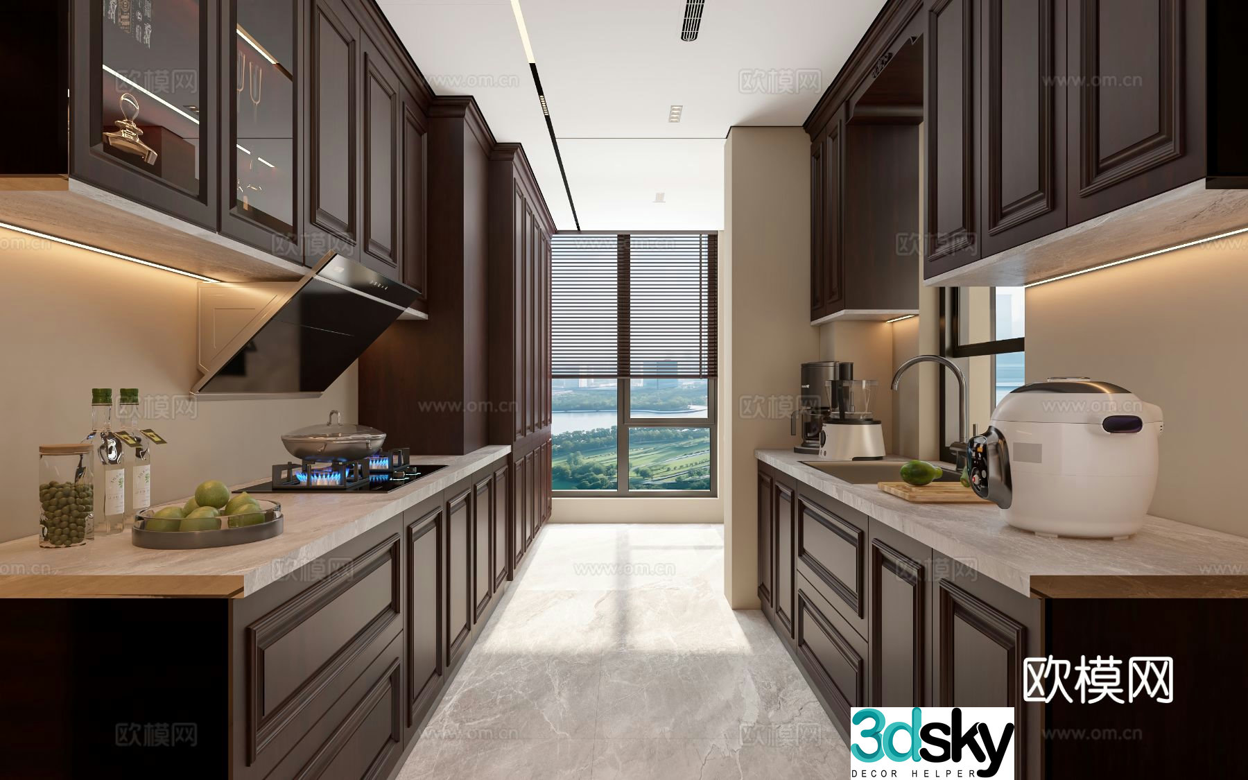 New Chinese style kitchen cabinet 3d model