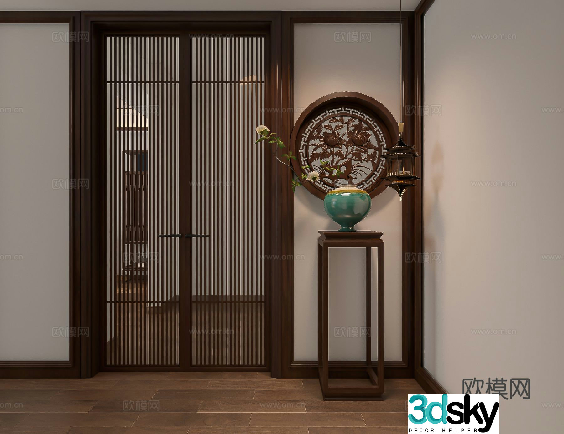 New Chinese style entrance hall entrance hall aisle 3D model