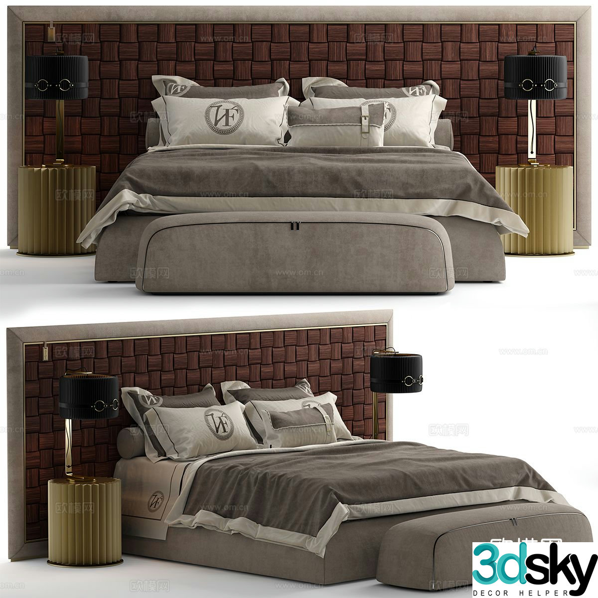 Modern double bed 3d model