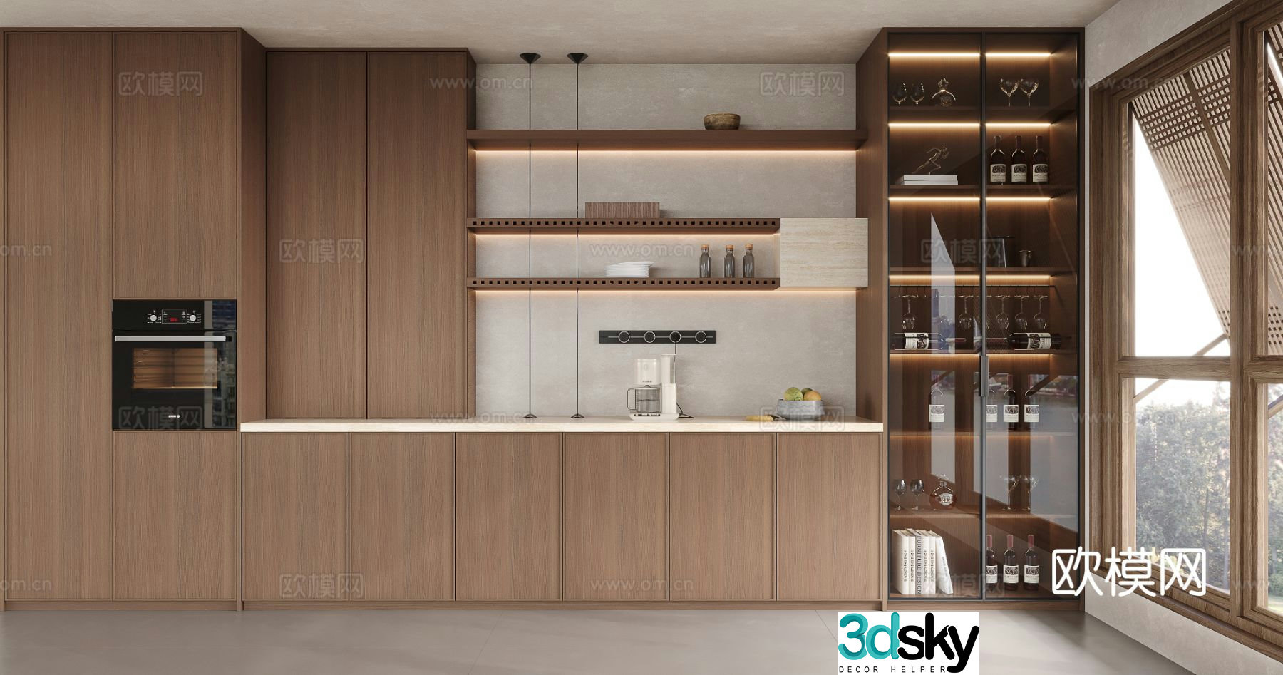 Medieval style wine cabinet and sideboard 3D model