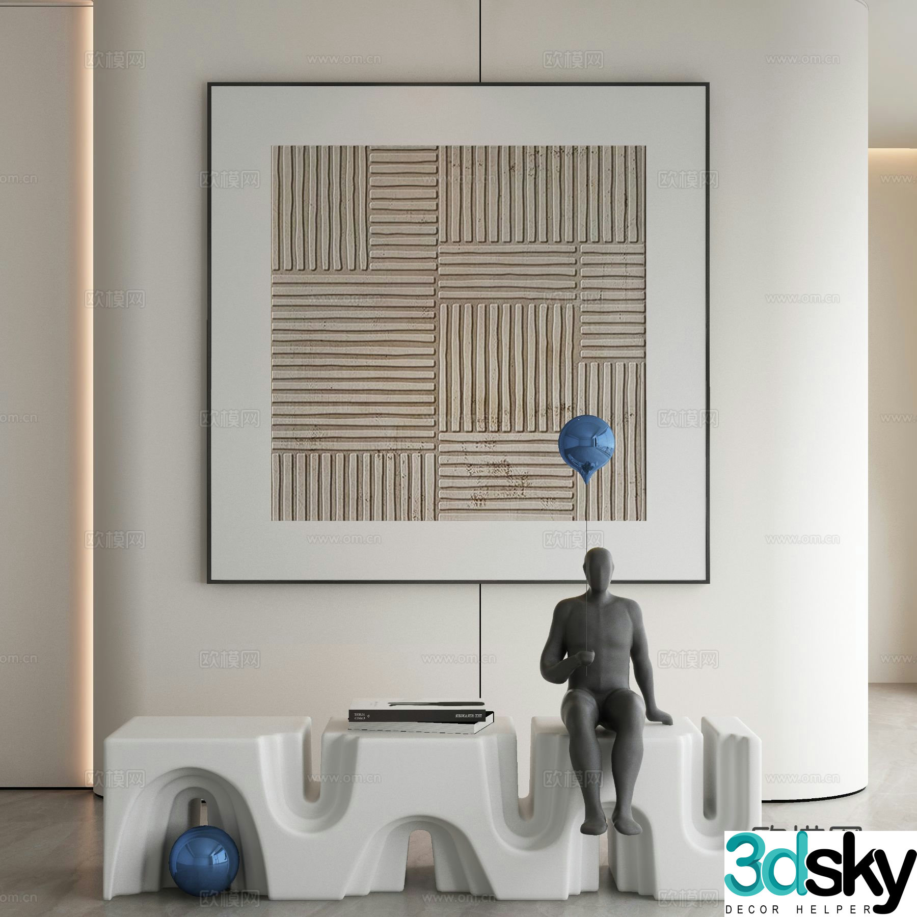 Modern texture painting decorative painting 3d model