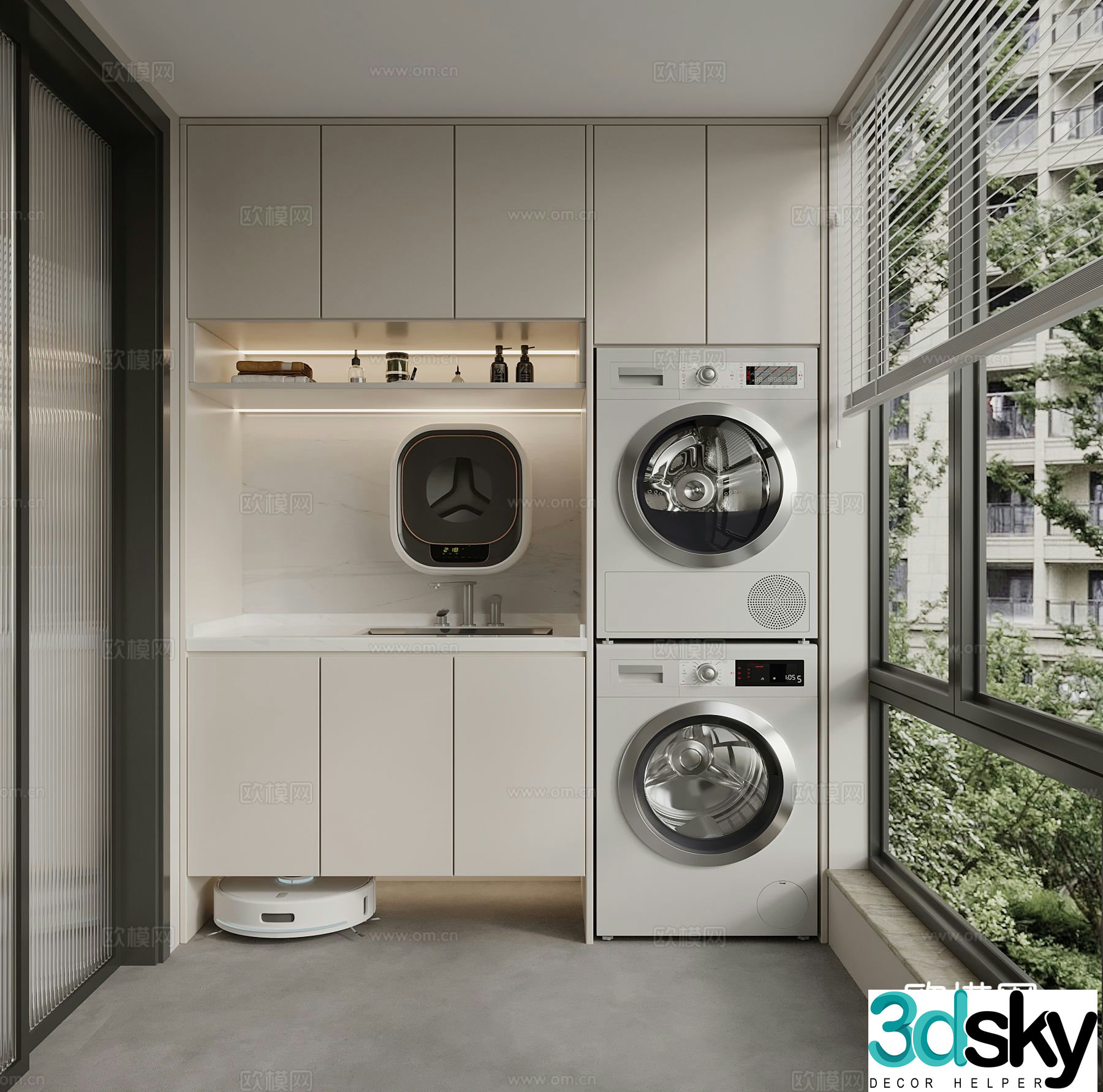 Living balcony laundry room 3d model