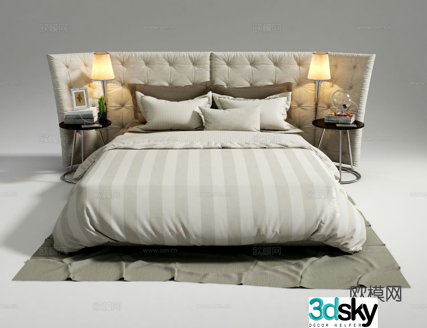 Modern double bed 3d model