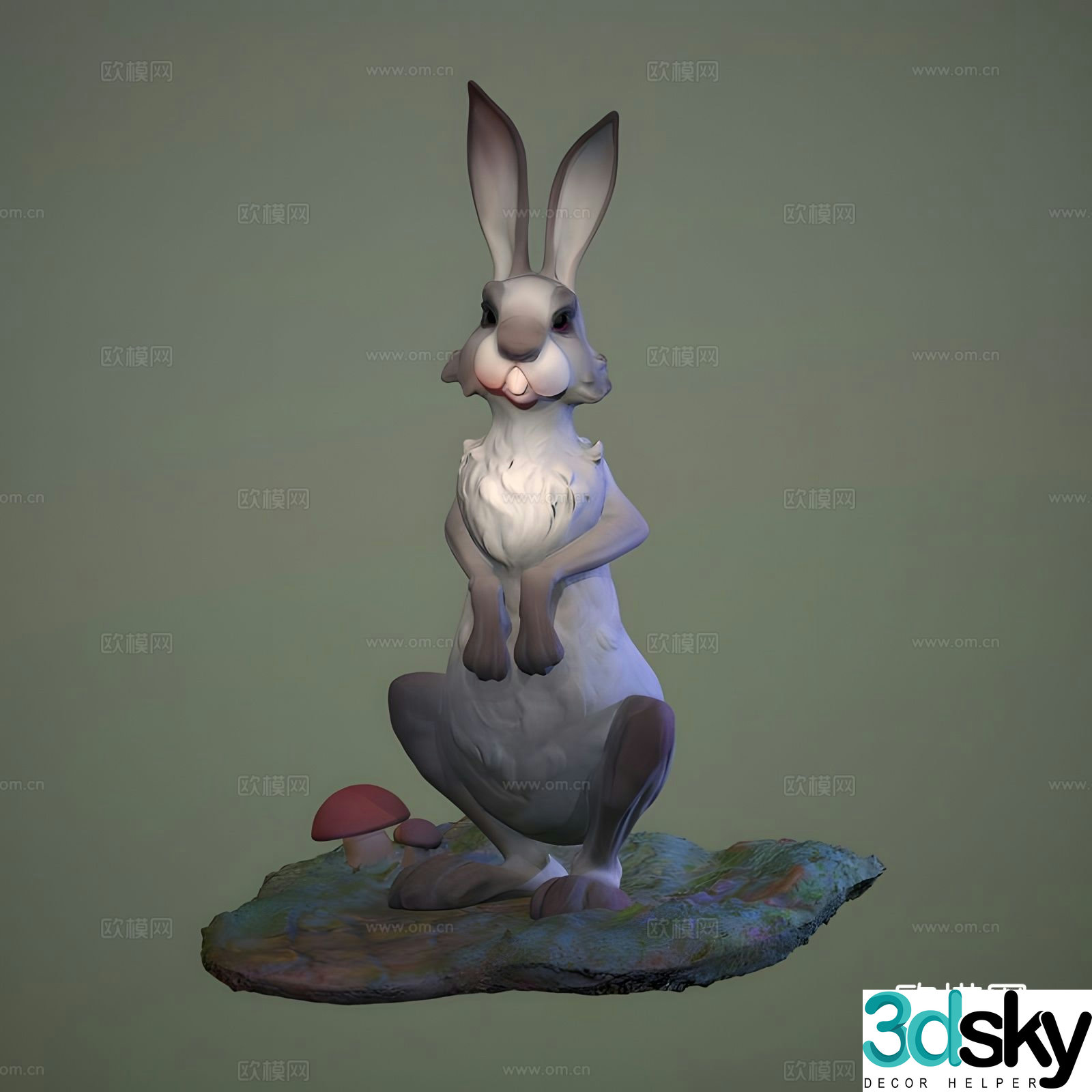 Rabbit sculpture cartoon ornament 3d model