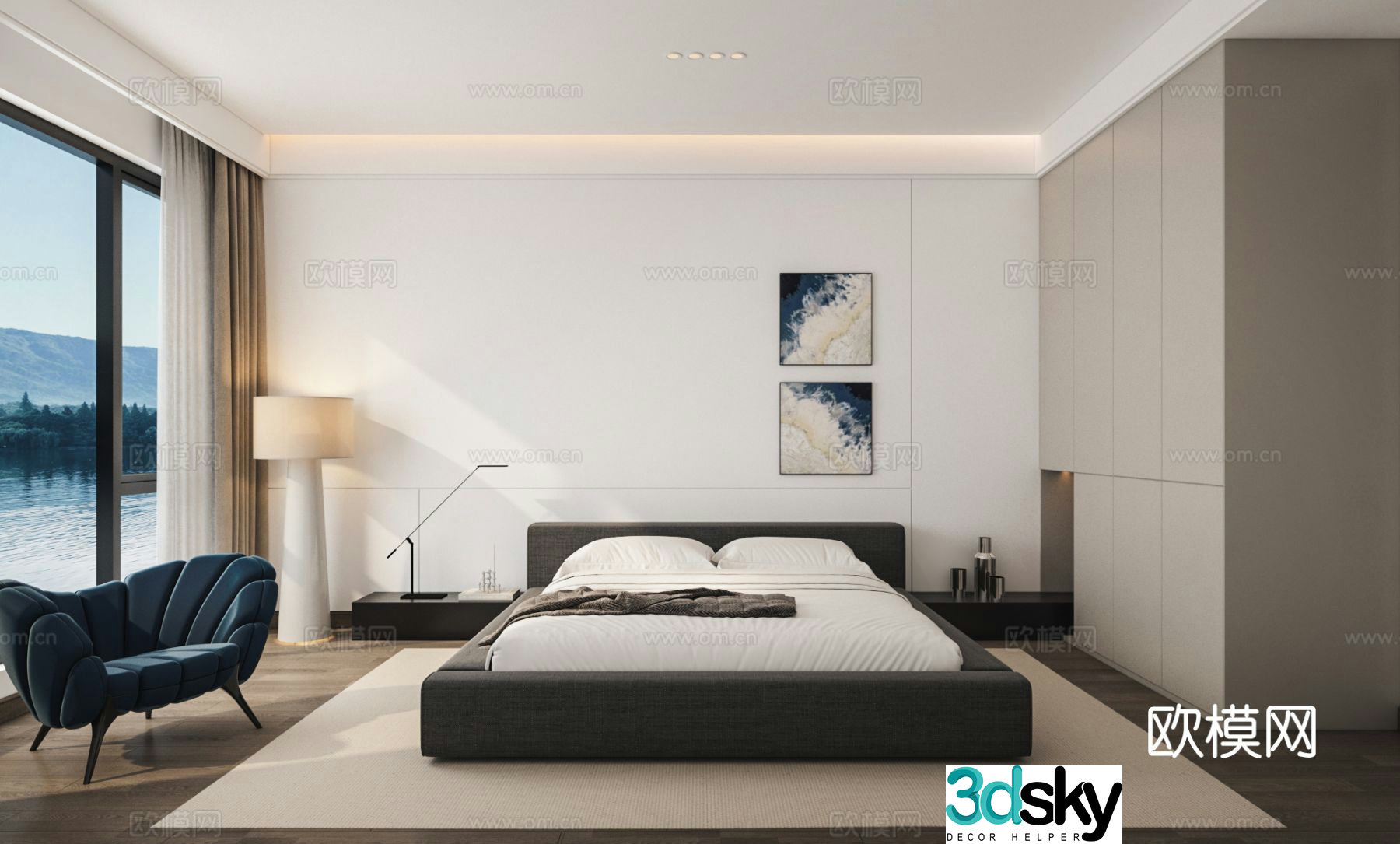 Modern bedroom master bedroom 3d model