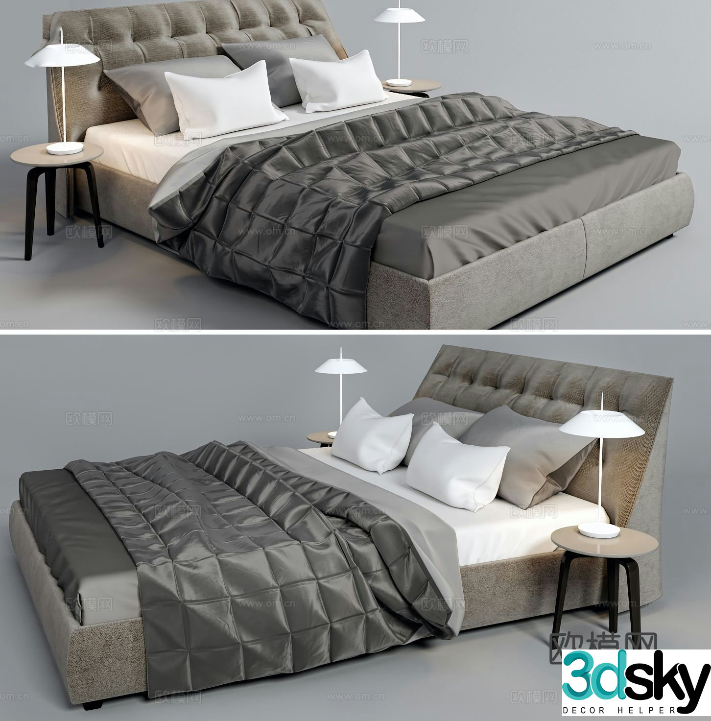 Modern double bed 3d model
