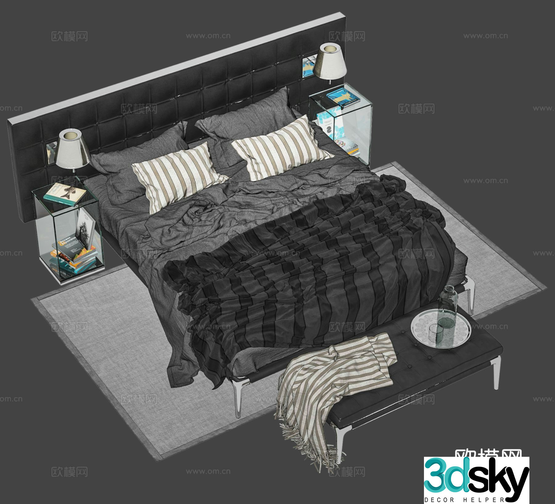 Modern double bed 3d model