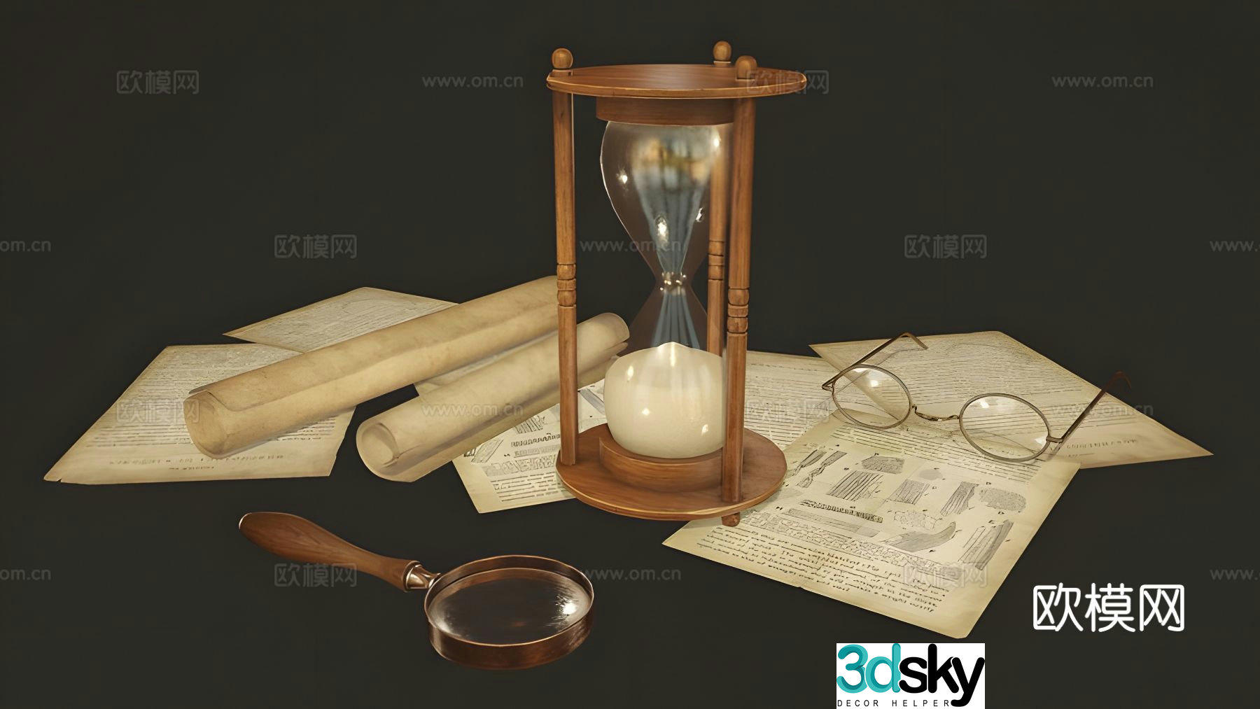Wabi-sabi decorations table decorations hourglass paper 3d model