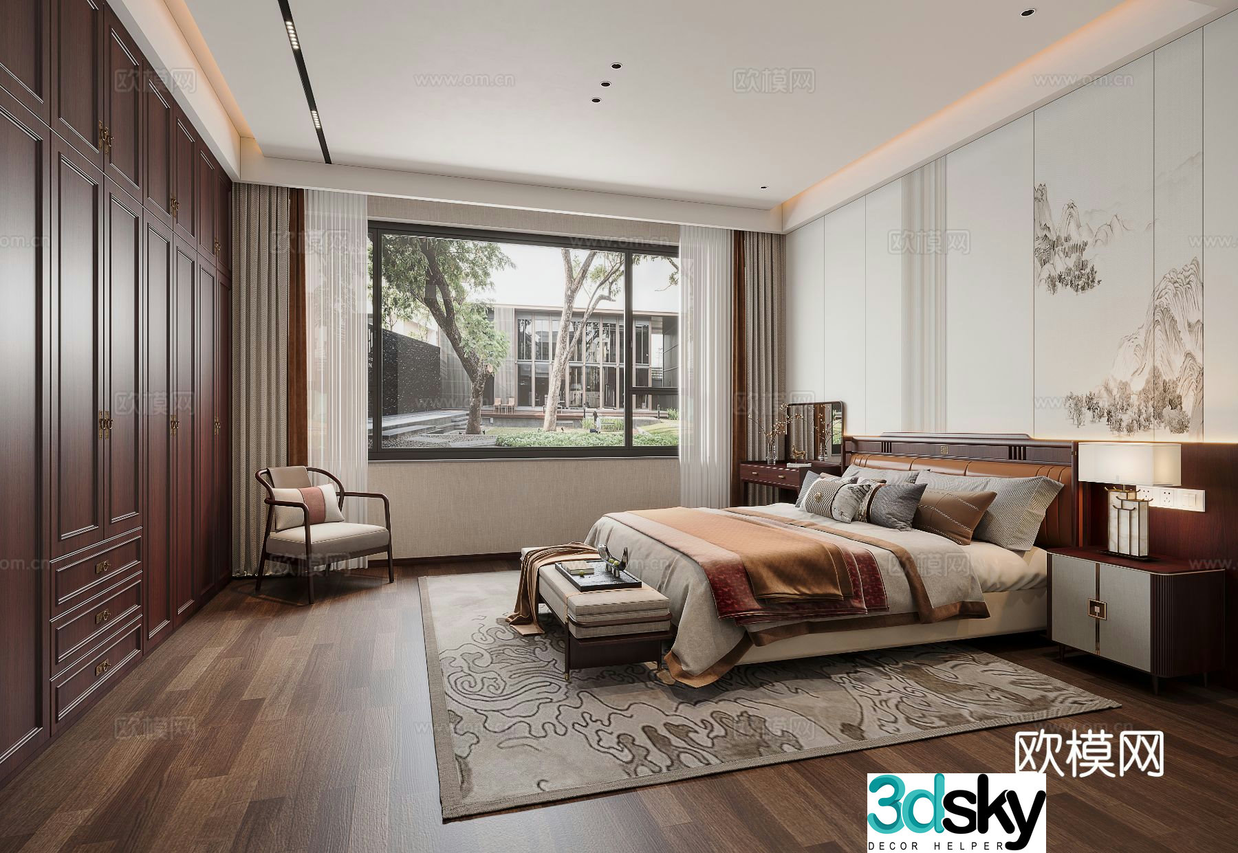 Chinese style bedroom master bedroom elders room 3d model