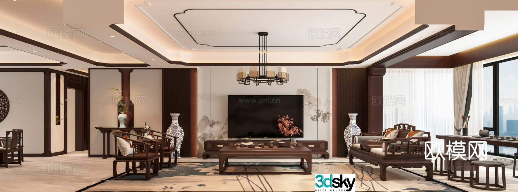 New Chinese style living room 3d model