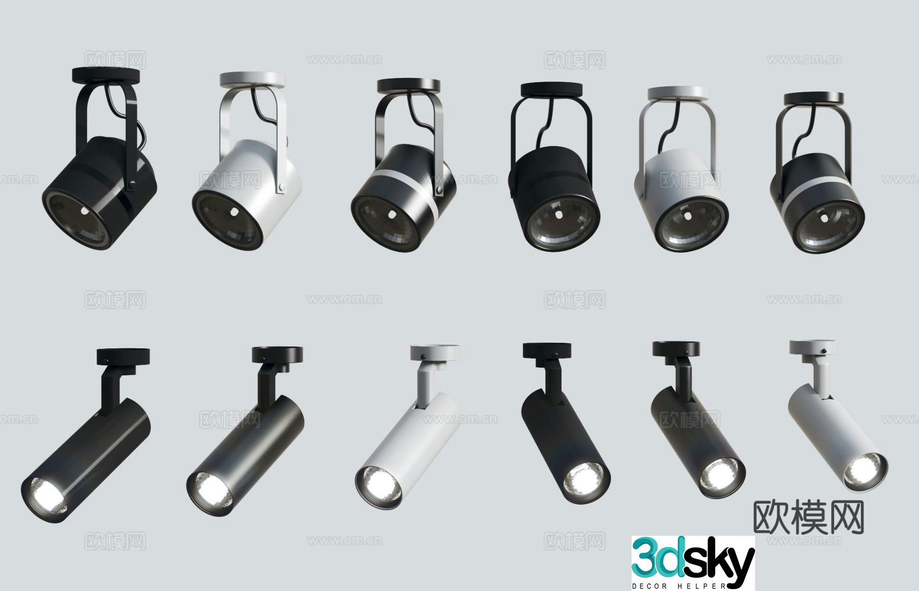 Surface mounted downlight spotlight track light 3d model