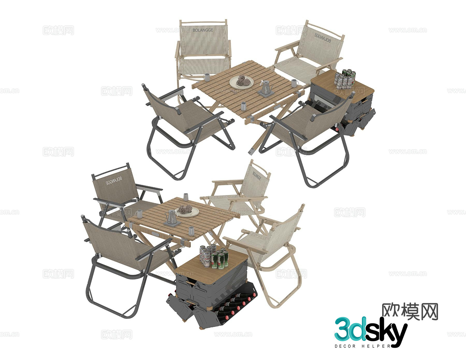 Outdoor tables and chairs camping tables and chairs 3d model