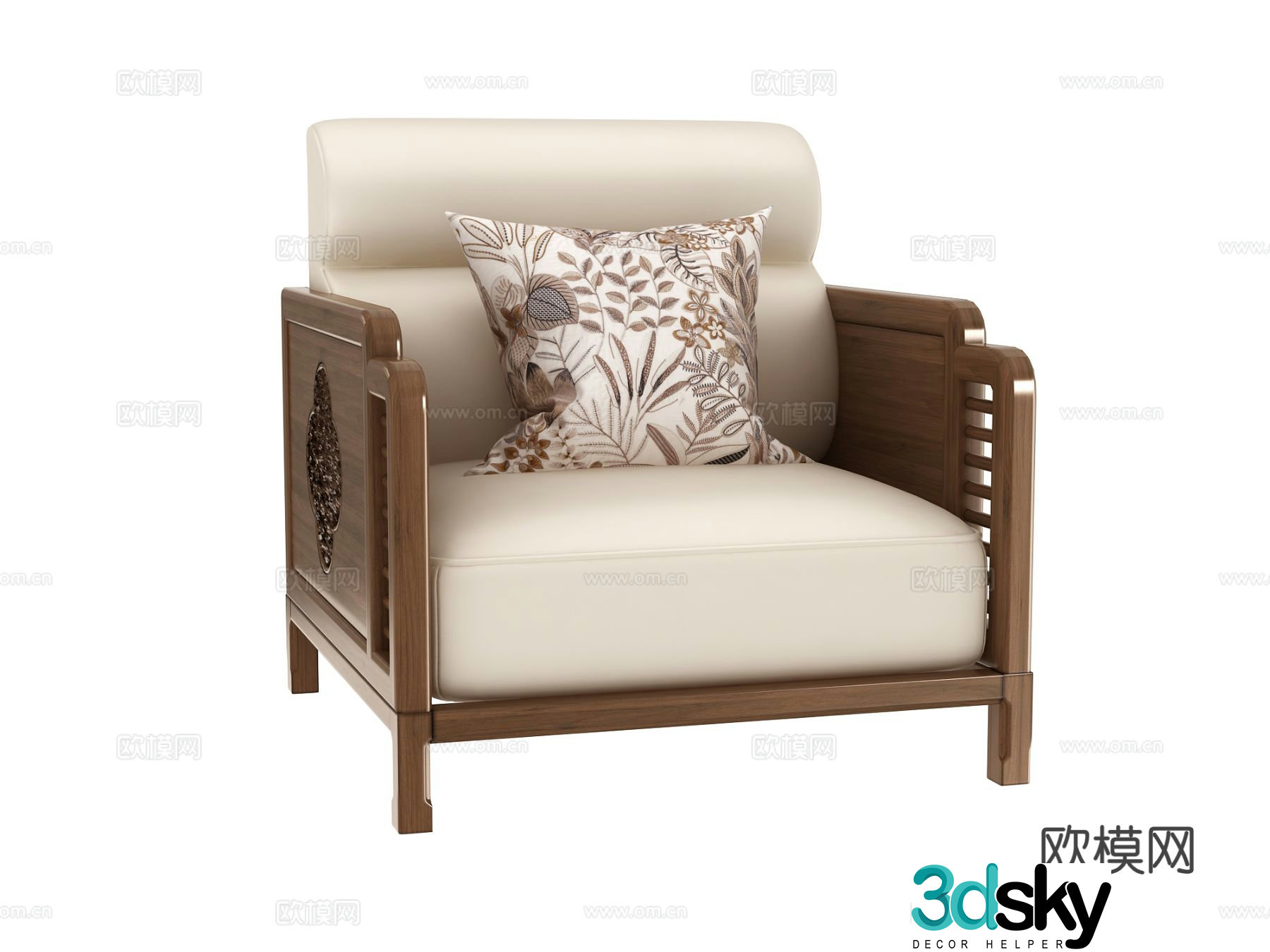 New Chinese style single sofa 3d model