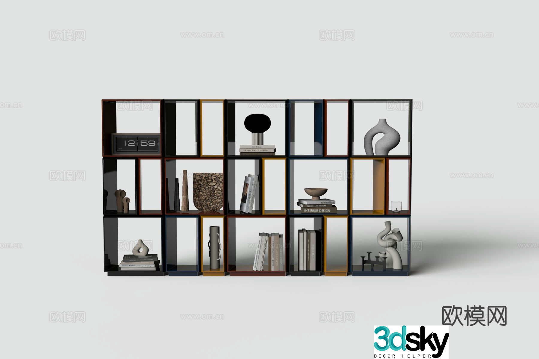 Modern partition bookcase 3d model