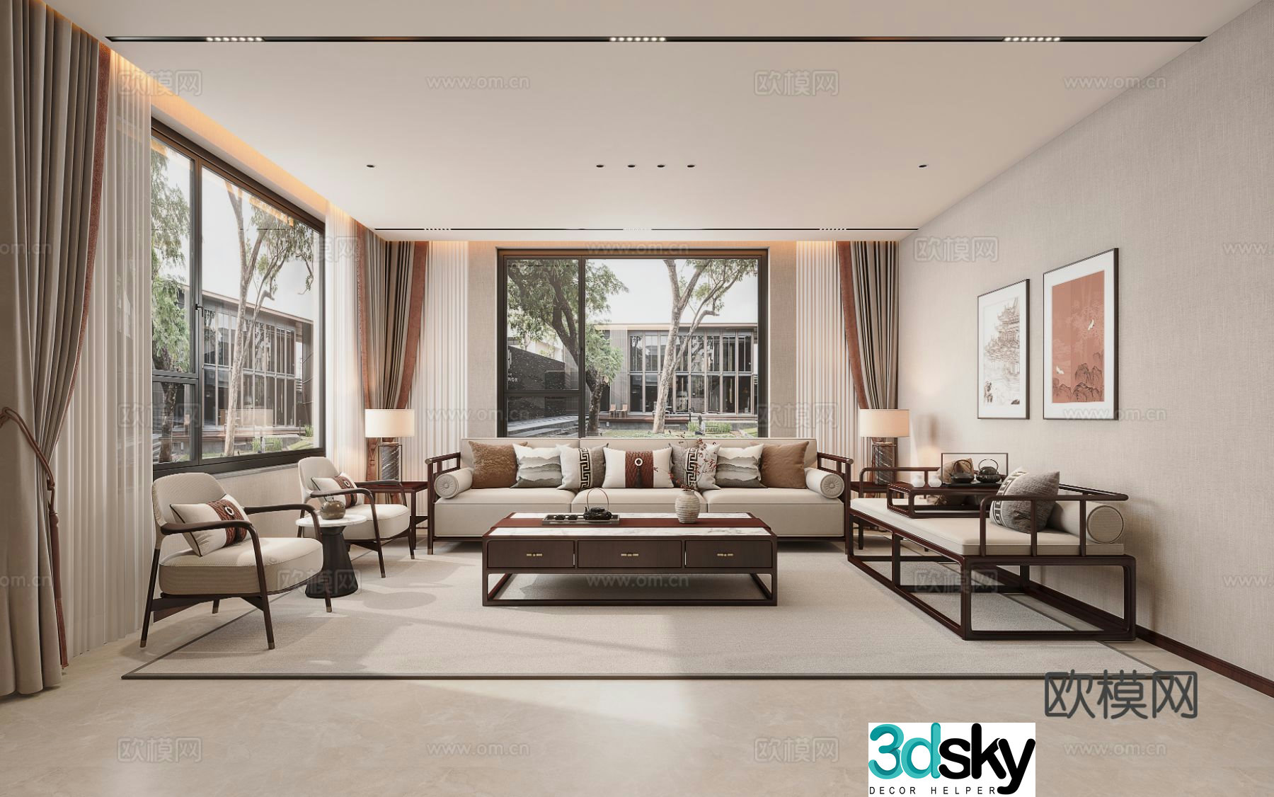 New Chinese style living room 3d model