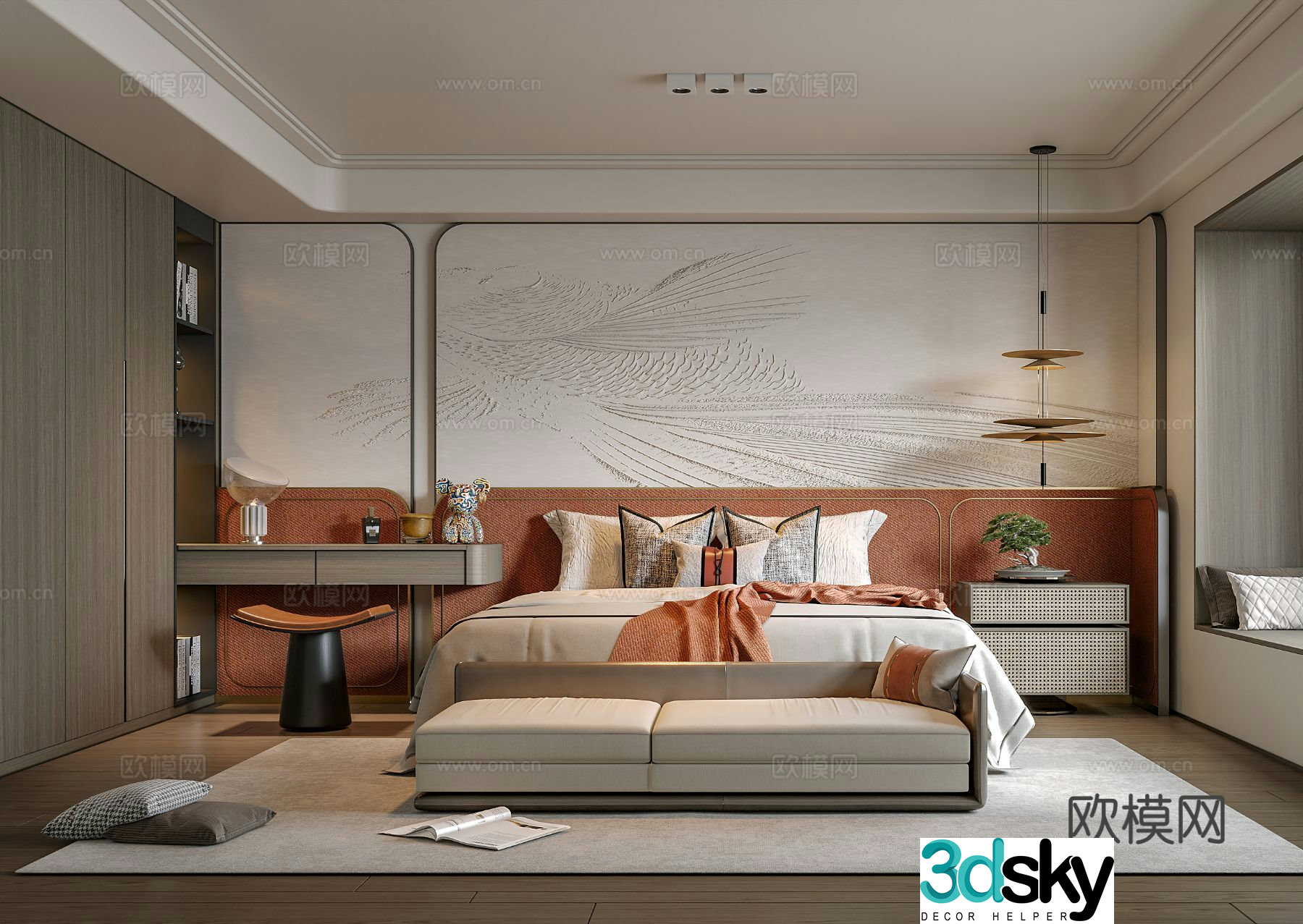 New Chinese style bedroom master bedroom 3d model