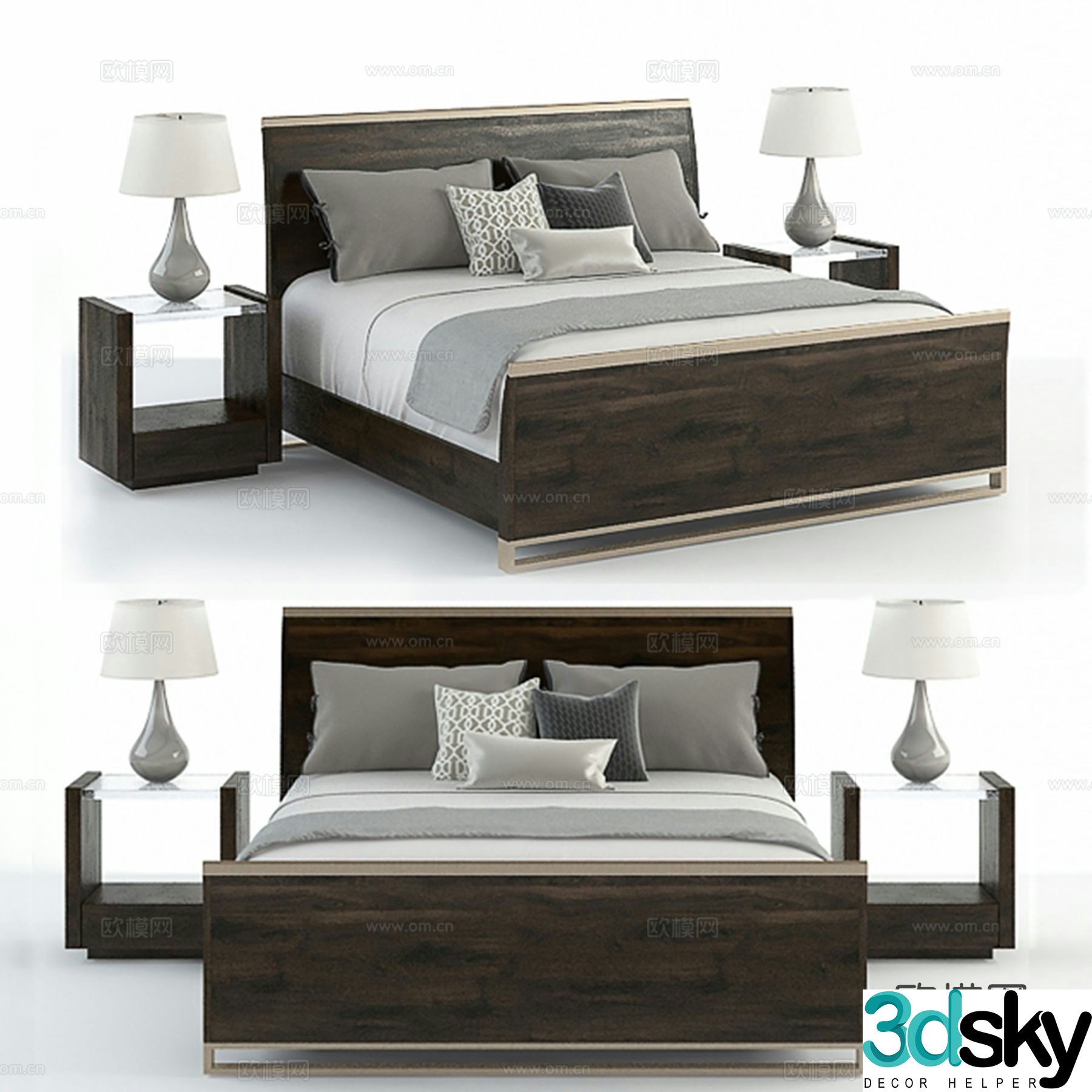 Modern double bed 3d model