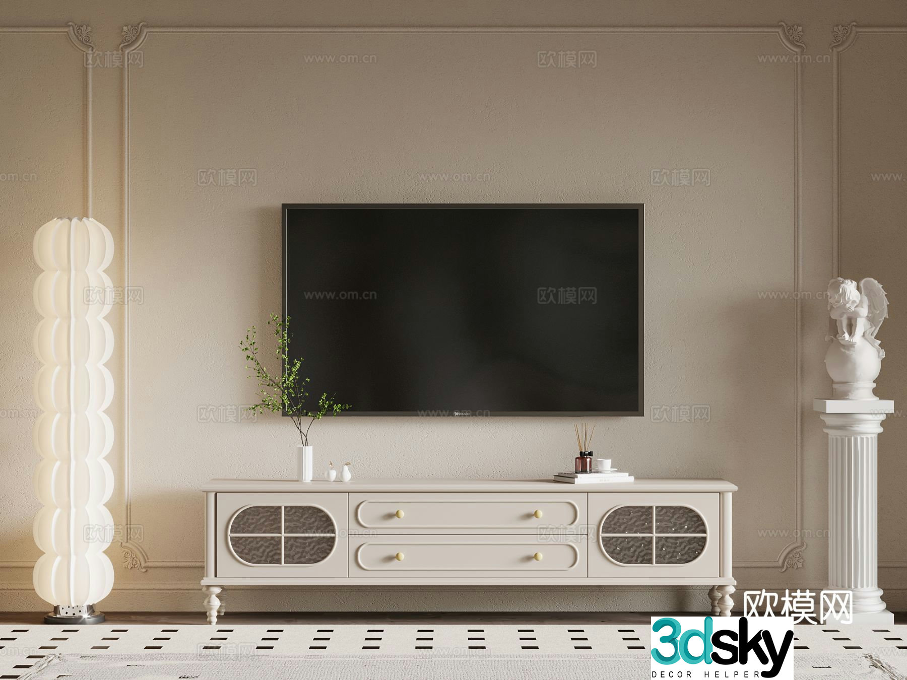 French TV cabinet 3d model