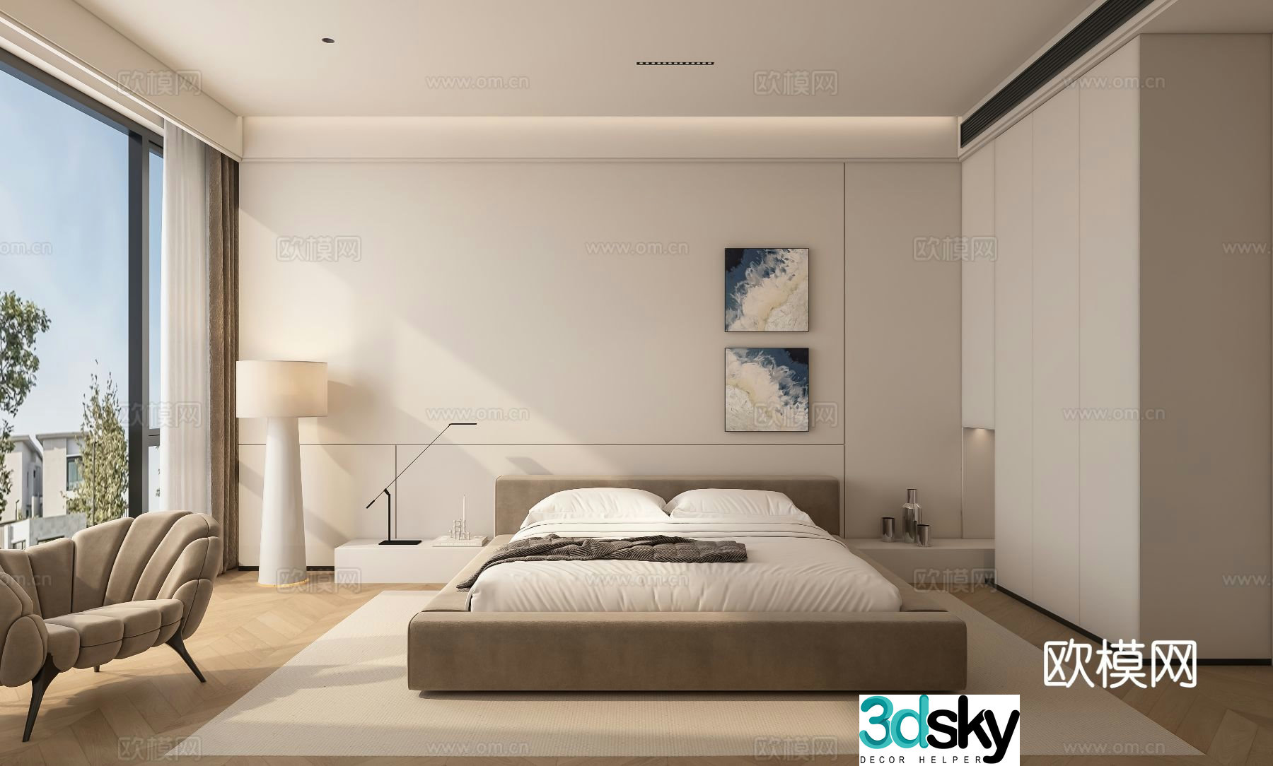 Modern bedroom master bedroom 3d model