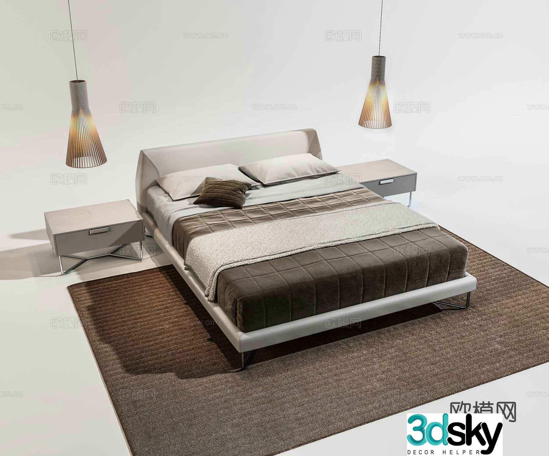 Modern double bed 3d model