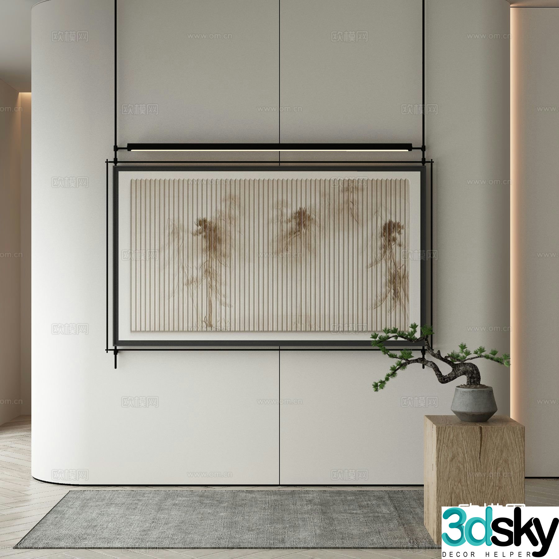 New Chinese style decorative painting art painting hanging painting 3d model