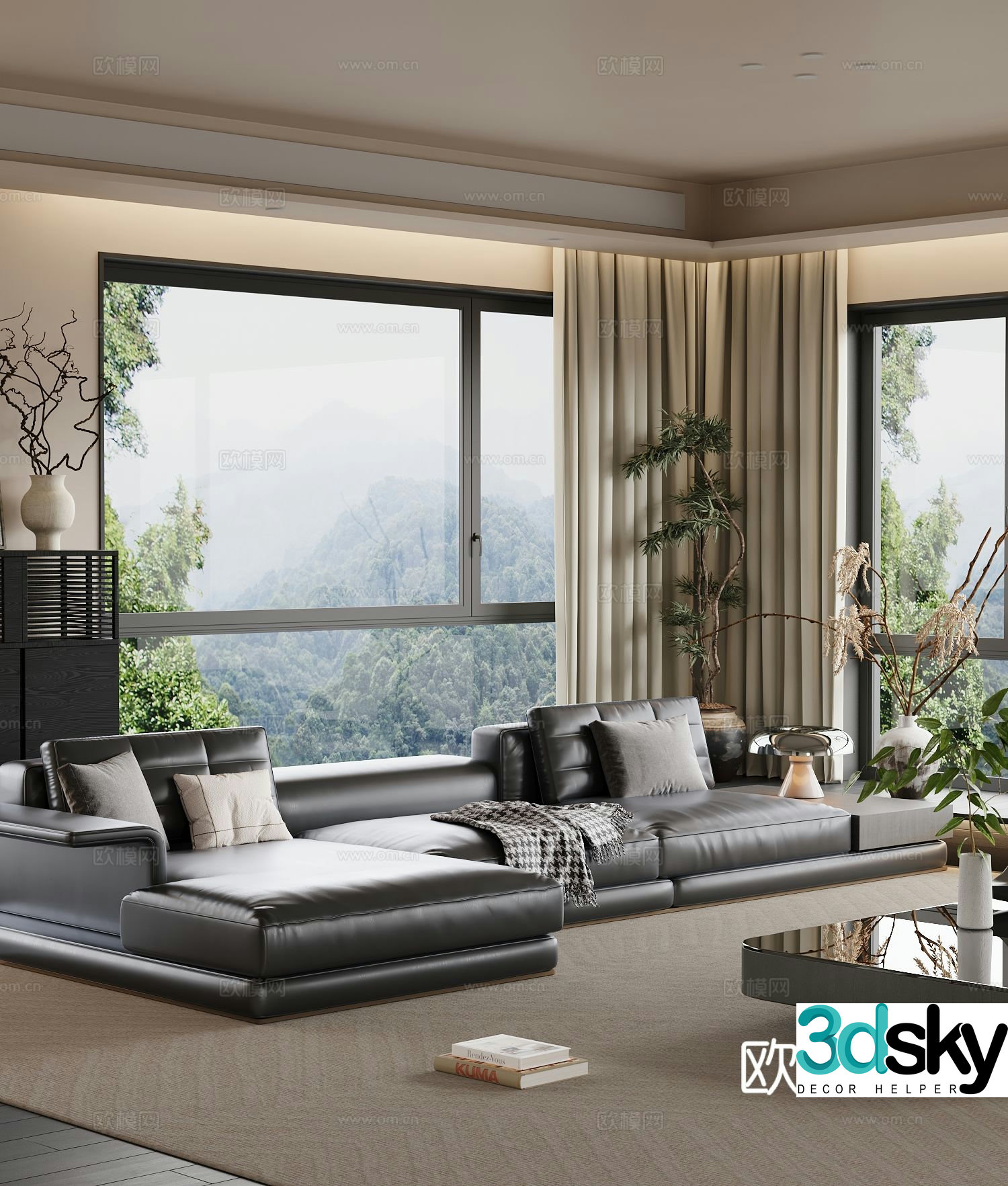 Multi-person sofa corner sofa 3d model
