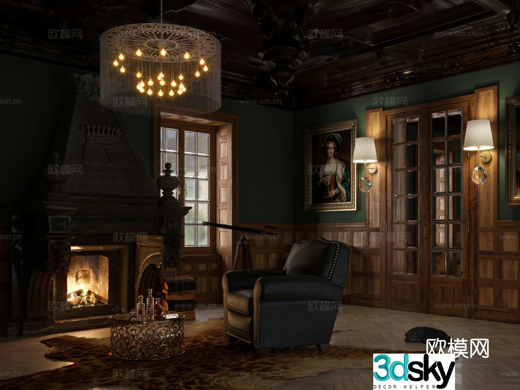 European style living room 3d model