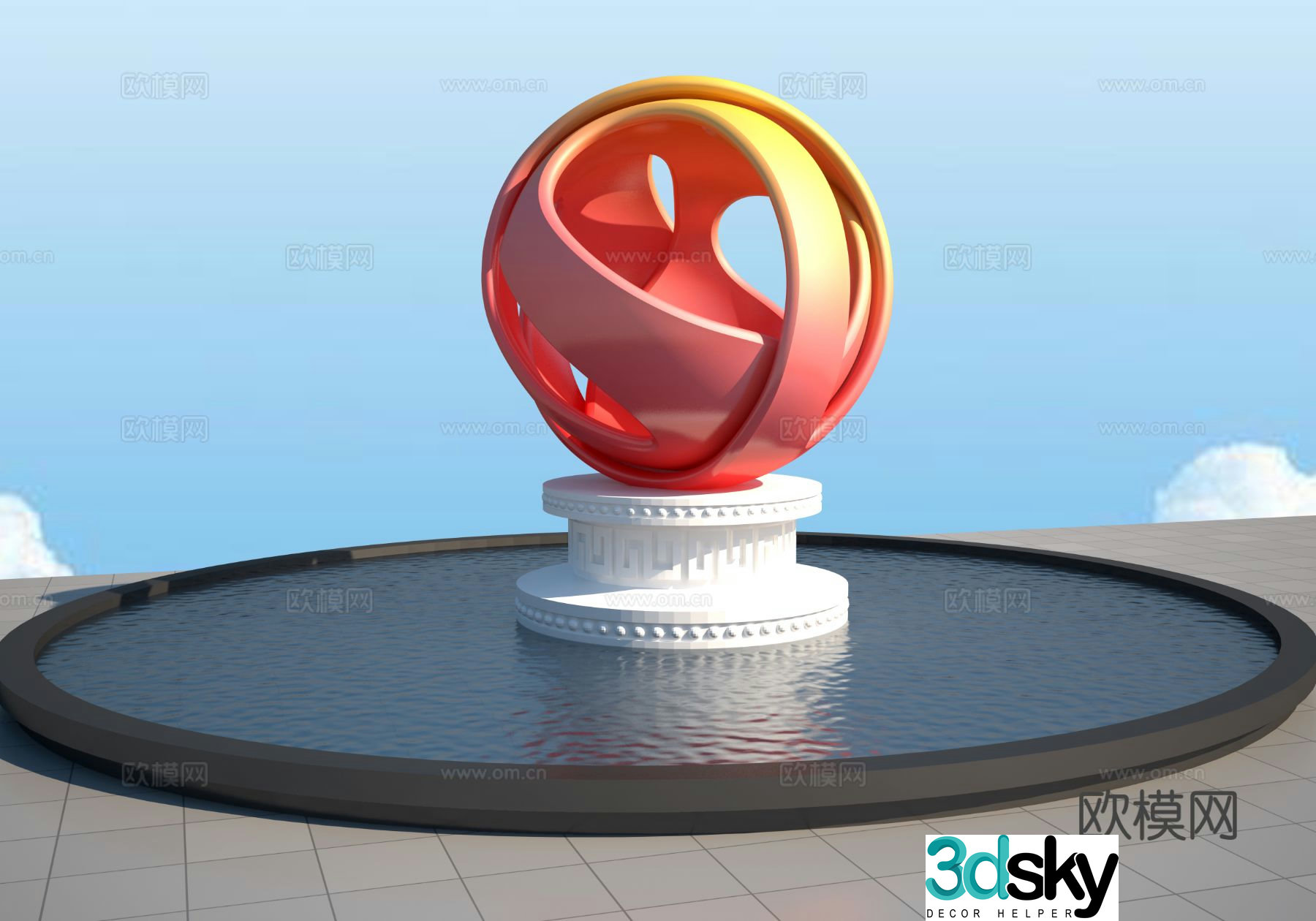 Feng Shui Ball Sculpture Landscape Sculpture 3D Model