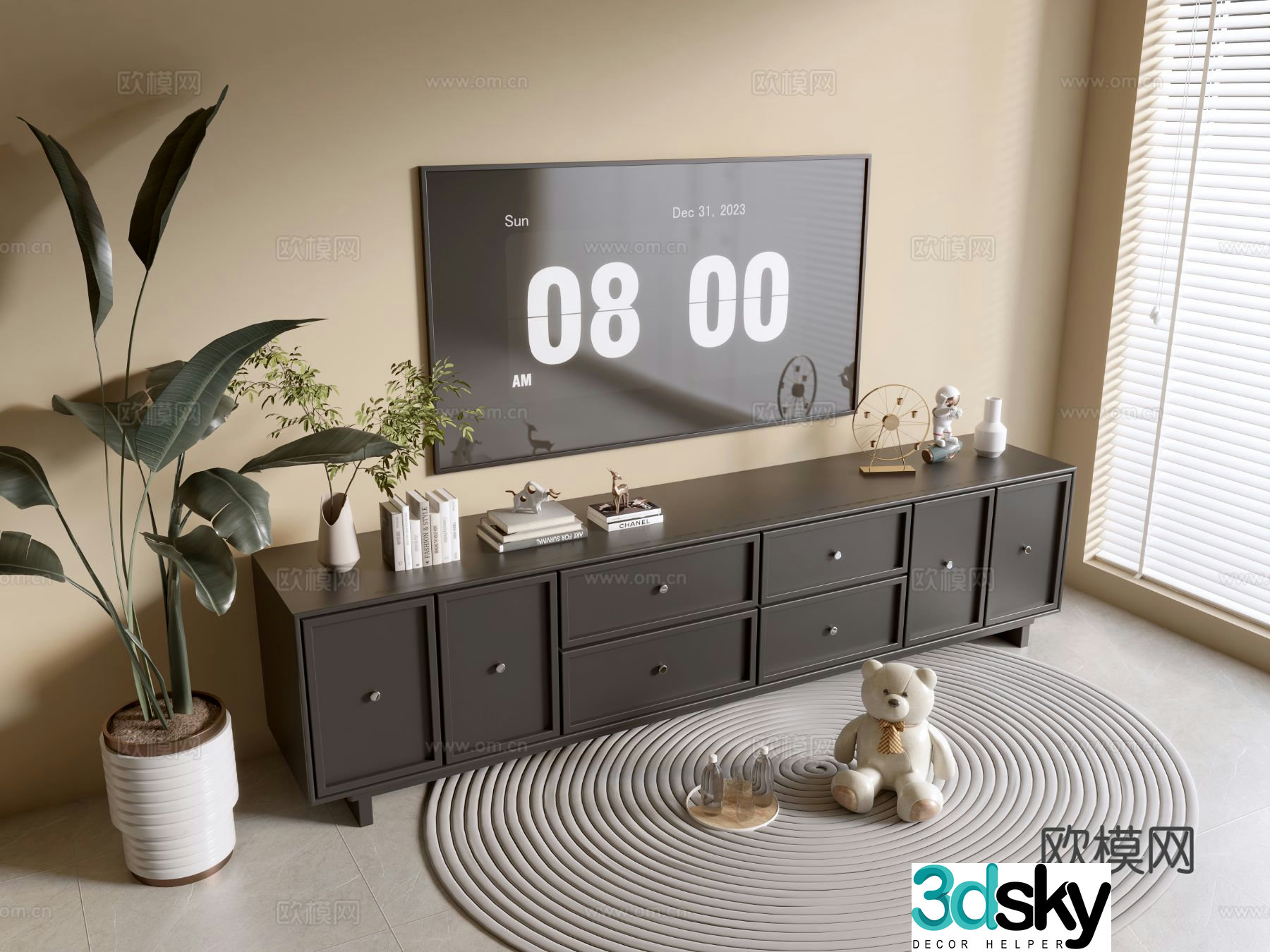 Medieval style TV cabinet 3D model