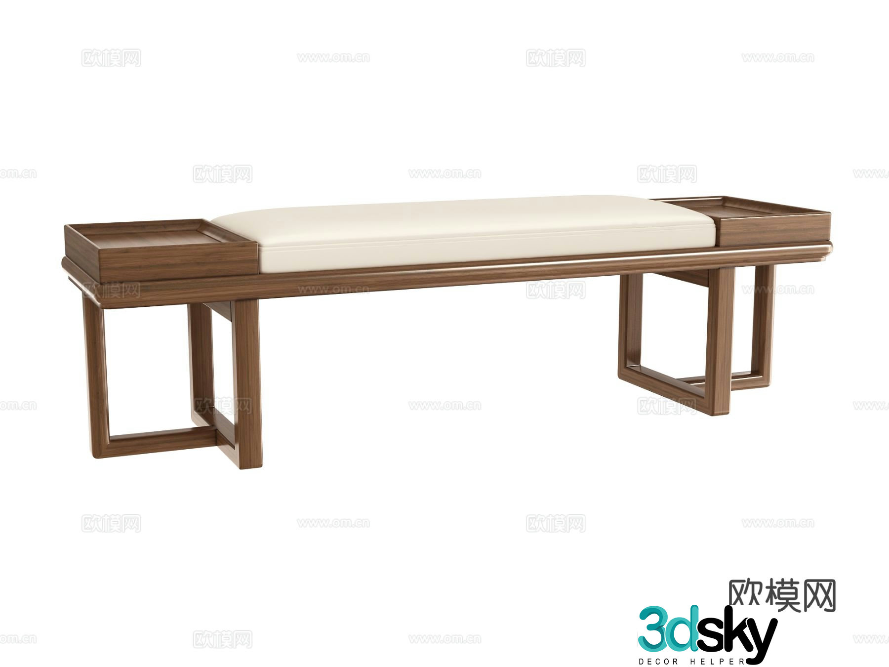 Chinese bench bar stool bedside stool 3D model