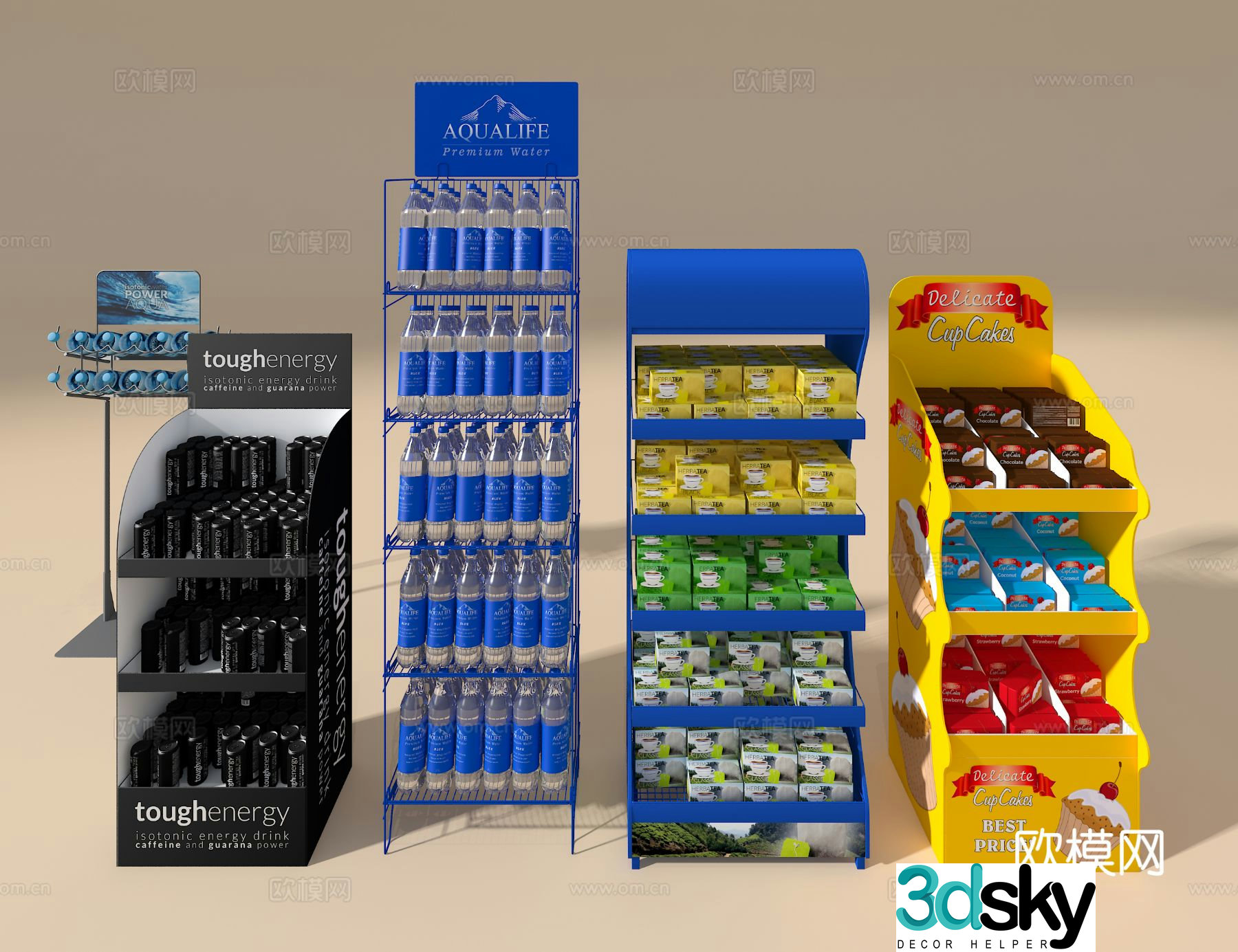 Supermarket shelves snack shelves 3d model