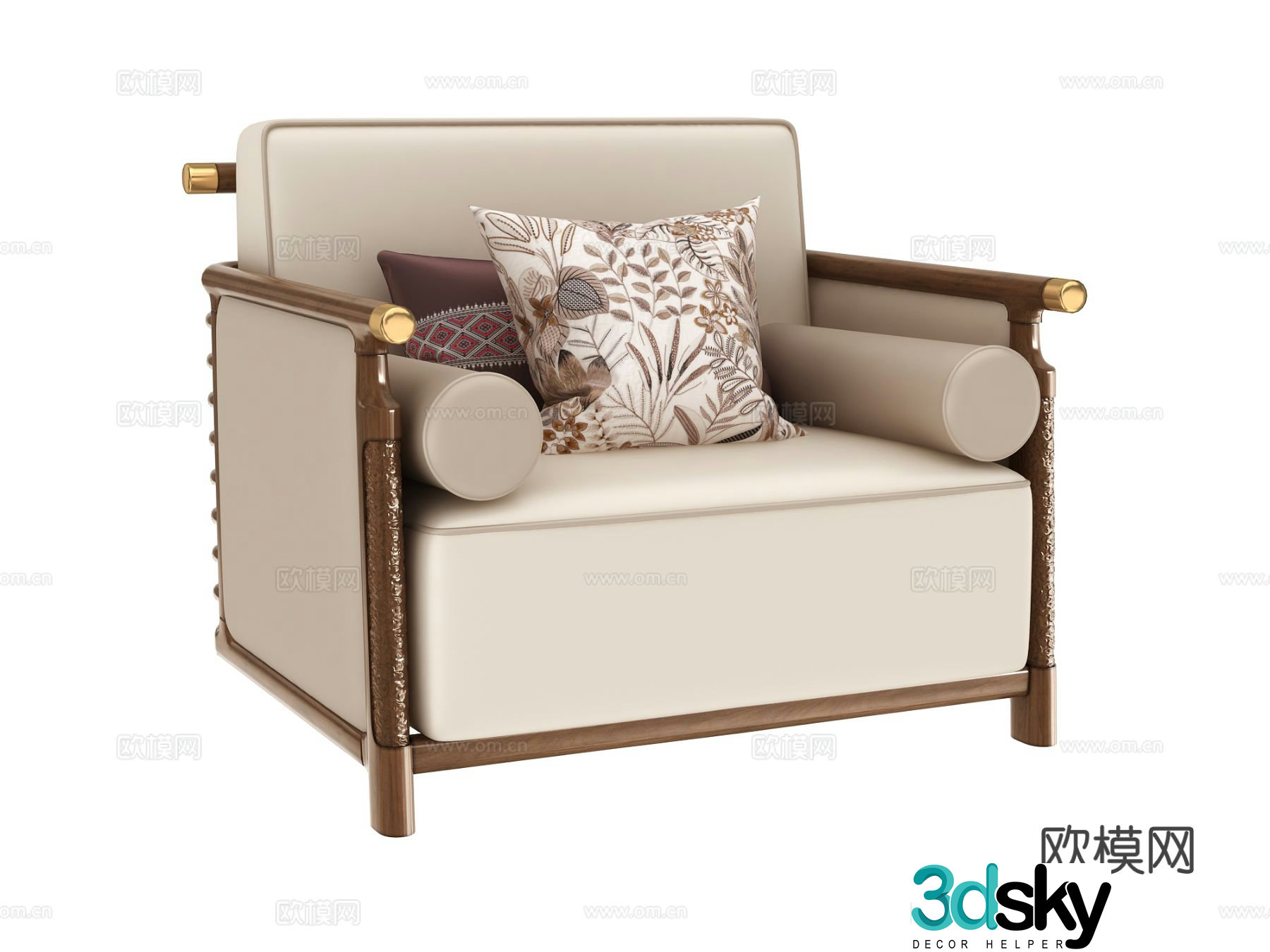 New Chinese style single sofa 3d model