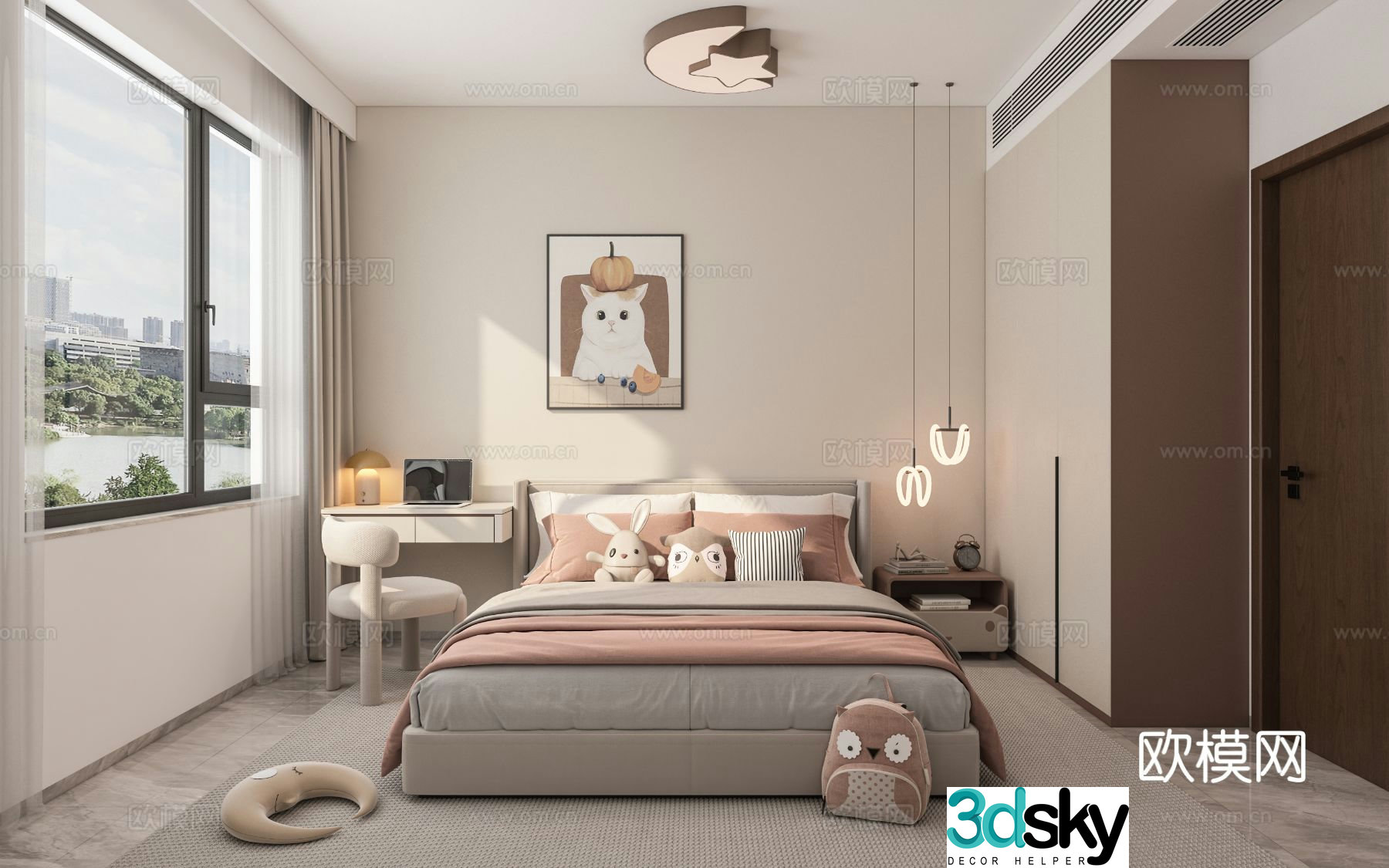 Modern children’s room girl’s room kid’s room 3d model