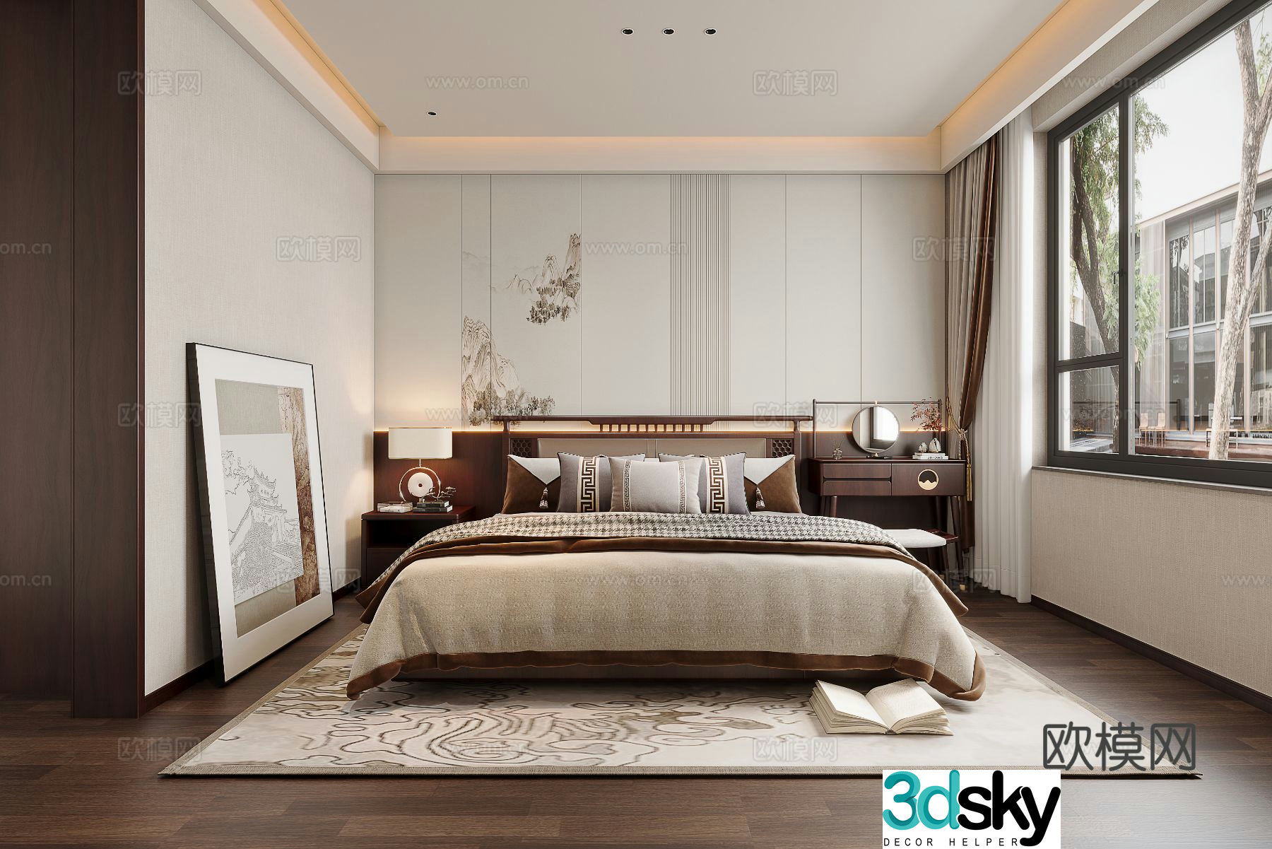 New Chinese style bedroom master bedroom 3d model