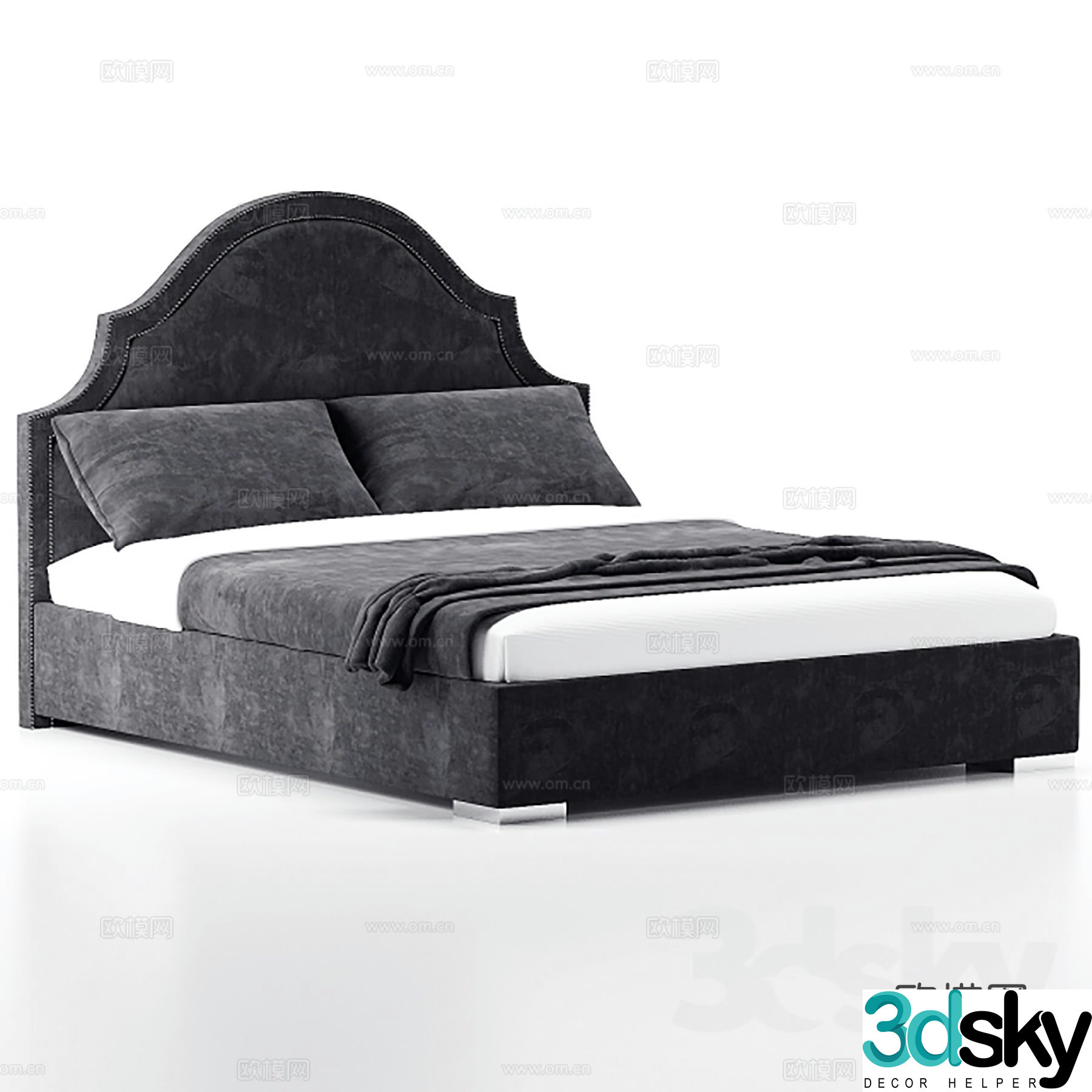 Modern double bed 3d model