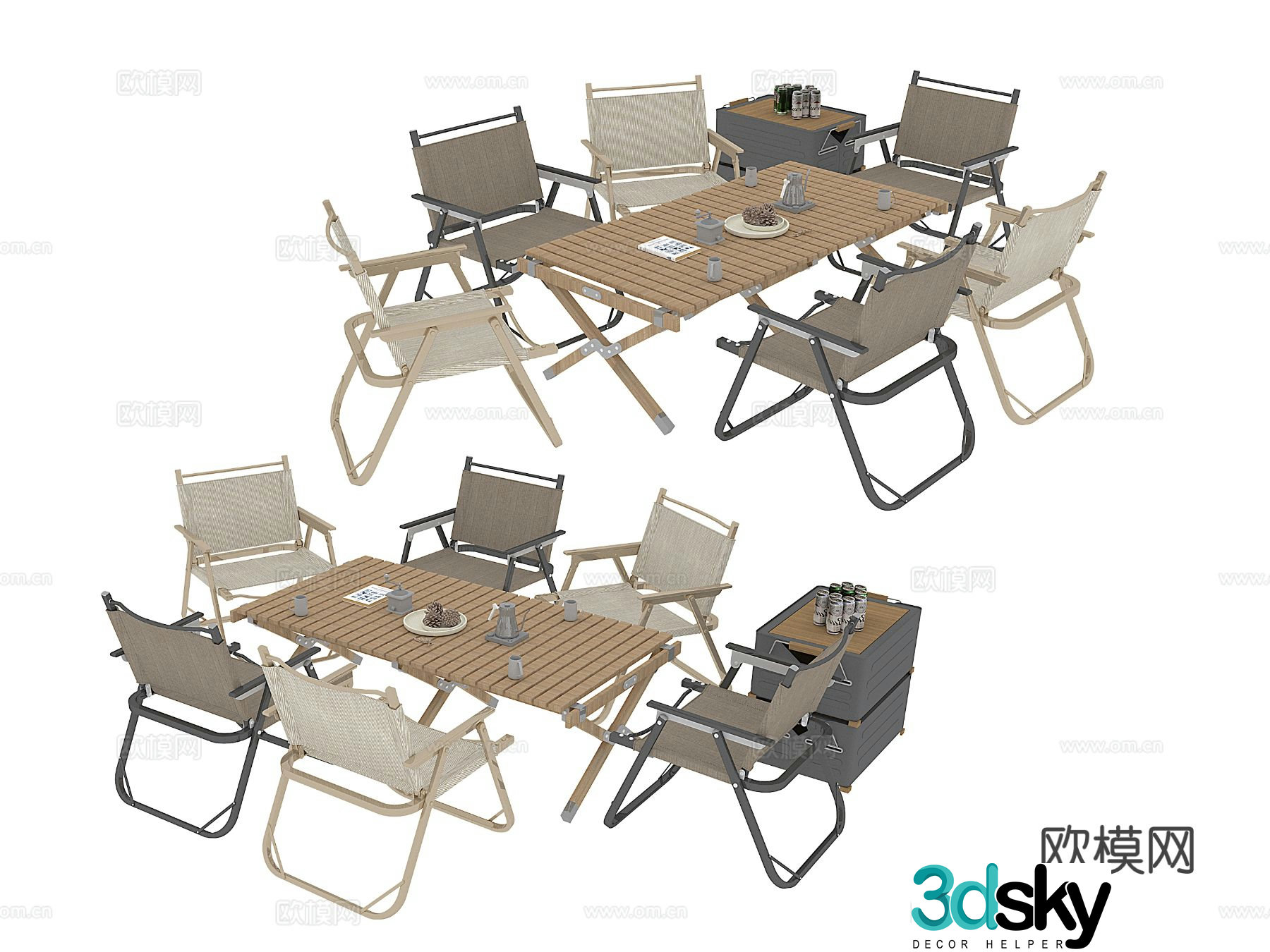 Outdoor tables and chairs camping tables and chairs 3d model