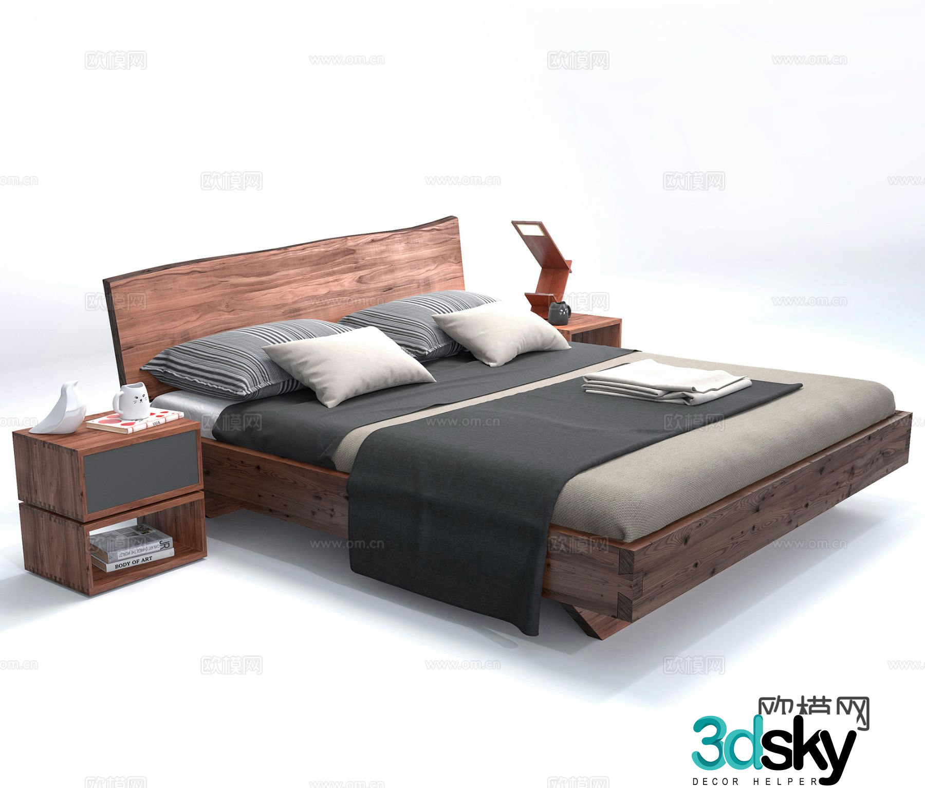 Modern double bed 3d model