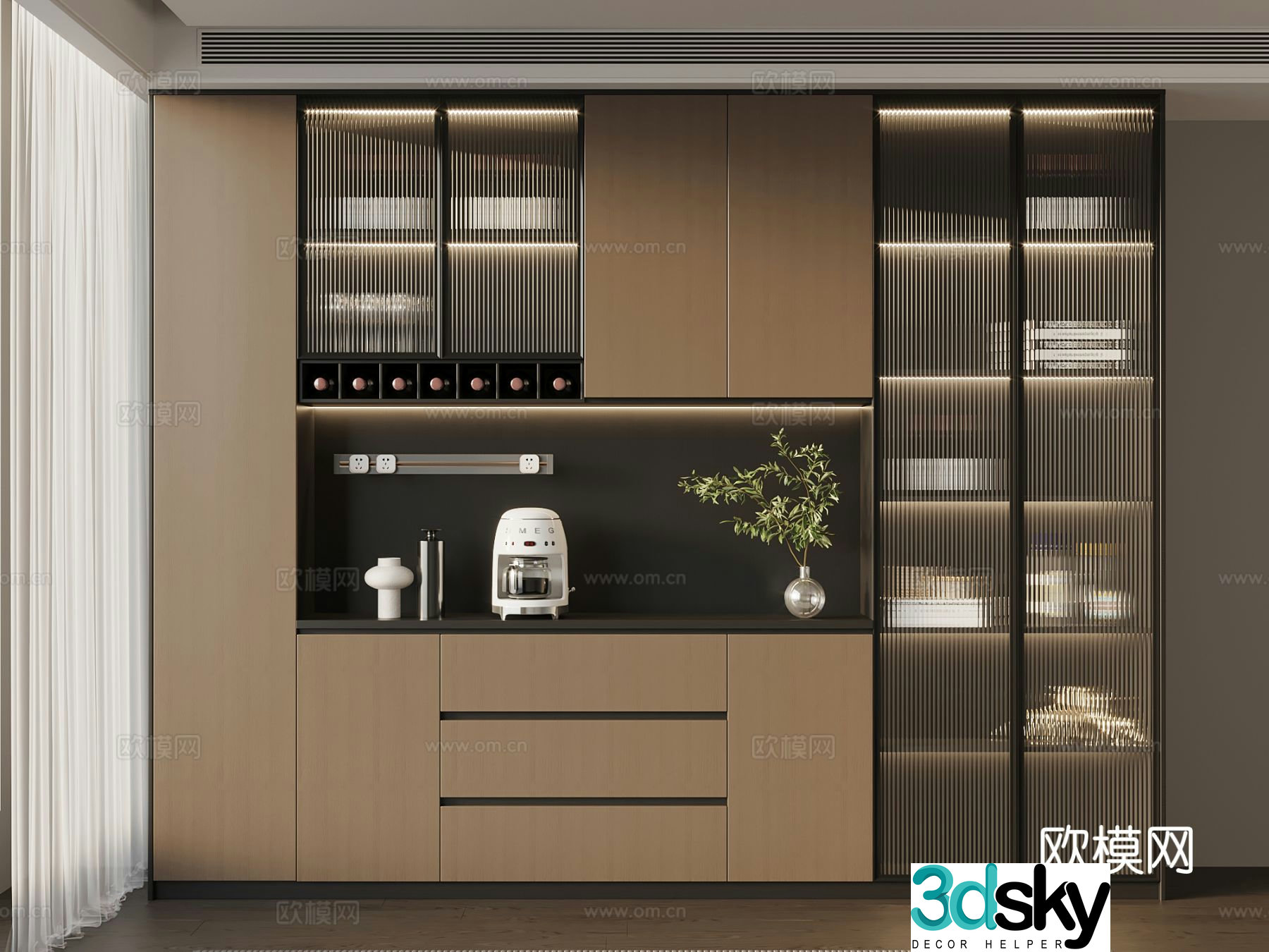 Italian wine cabinet sideboard 3d model