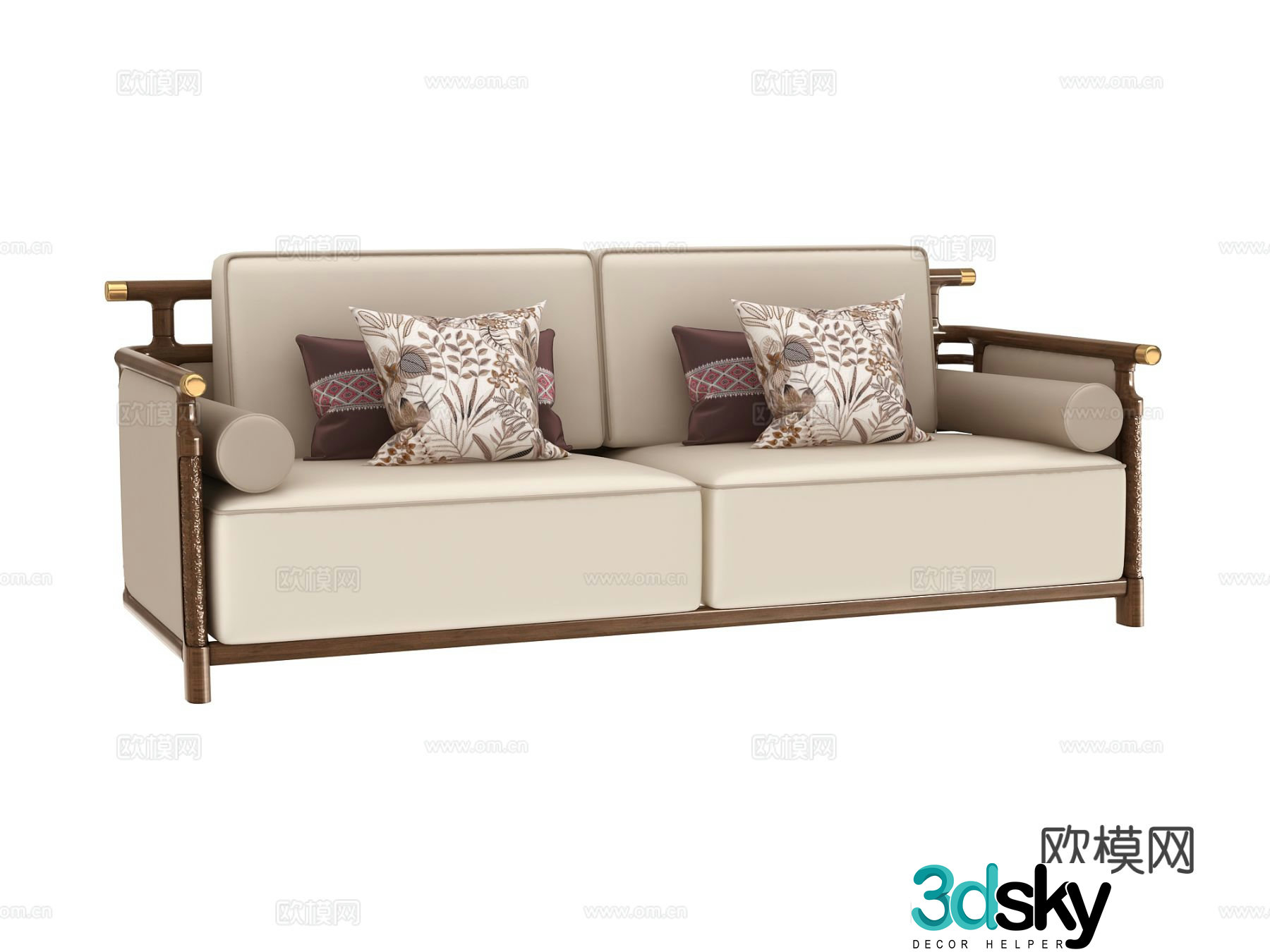 New Chinese style double sofa 3d model