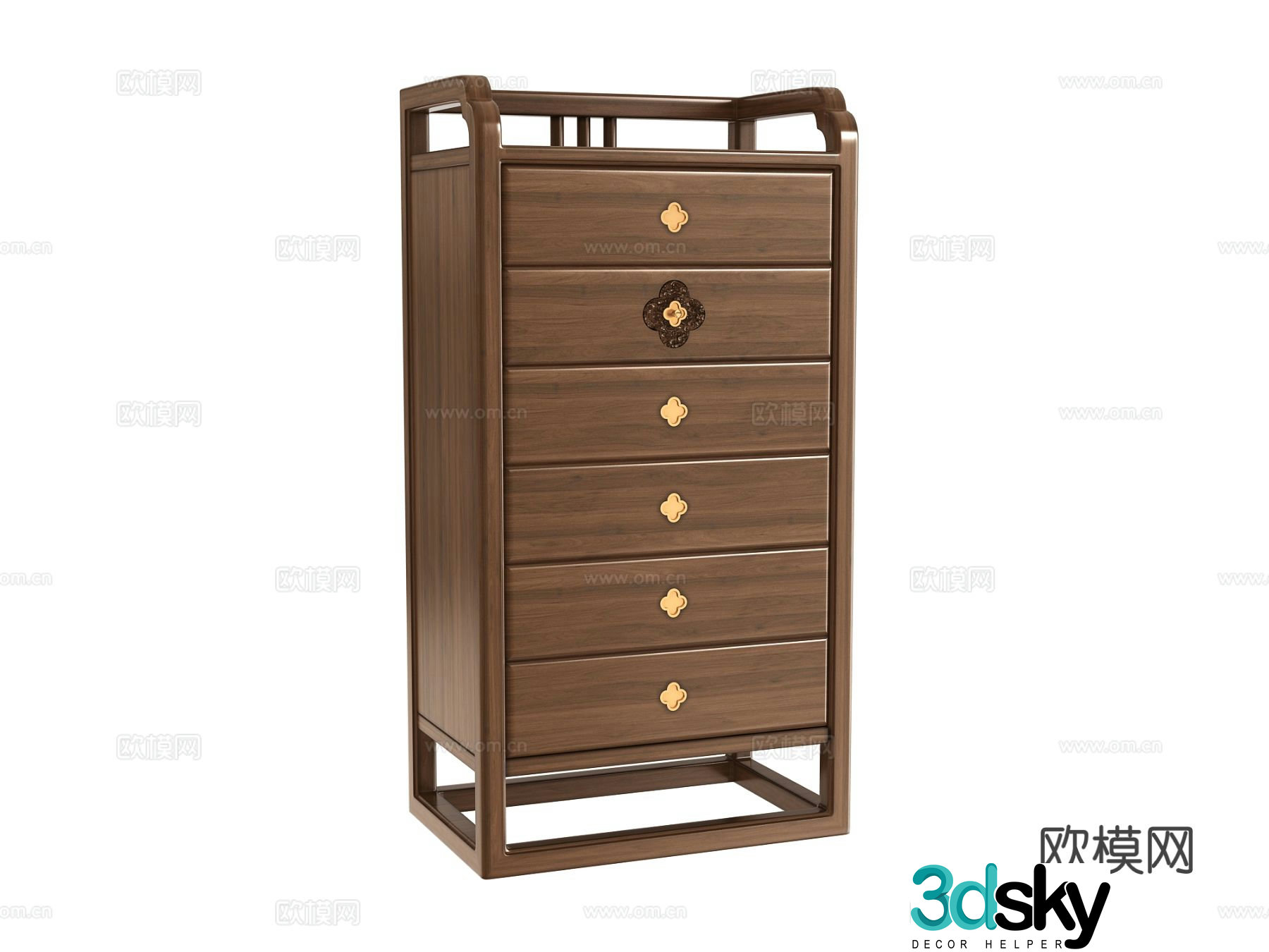 Chinese style chest of drawers 3d model
