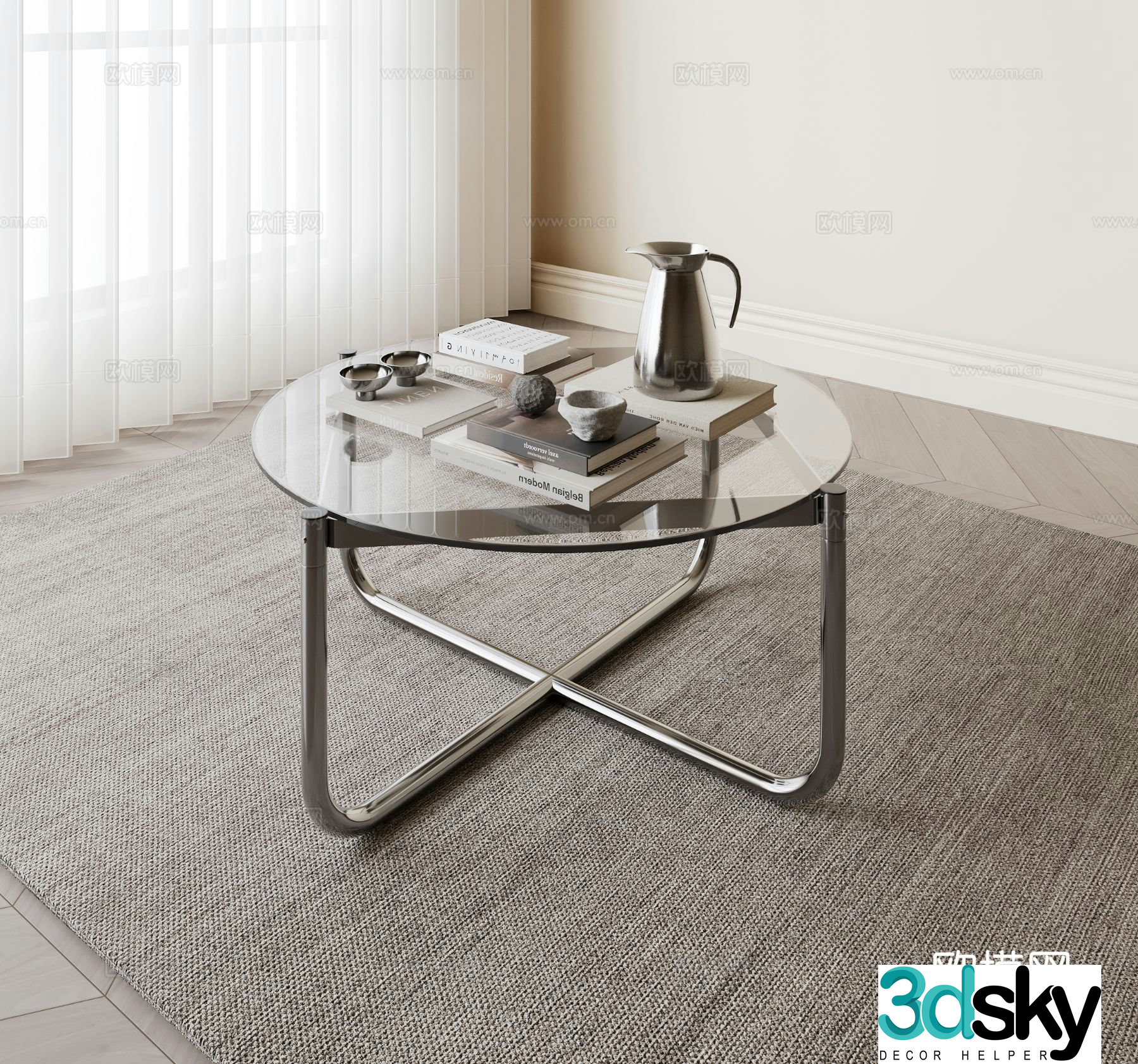 Round coffee table glass coffee table 3d model