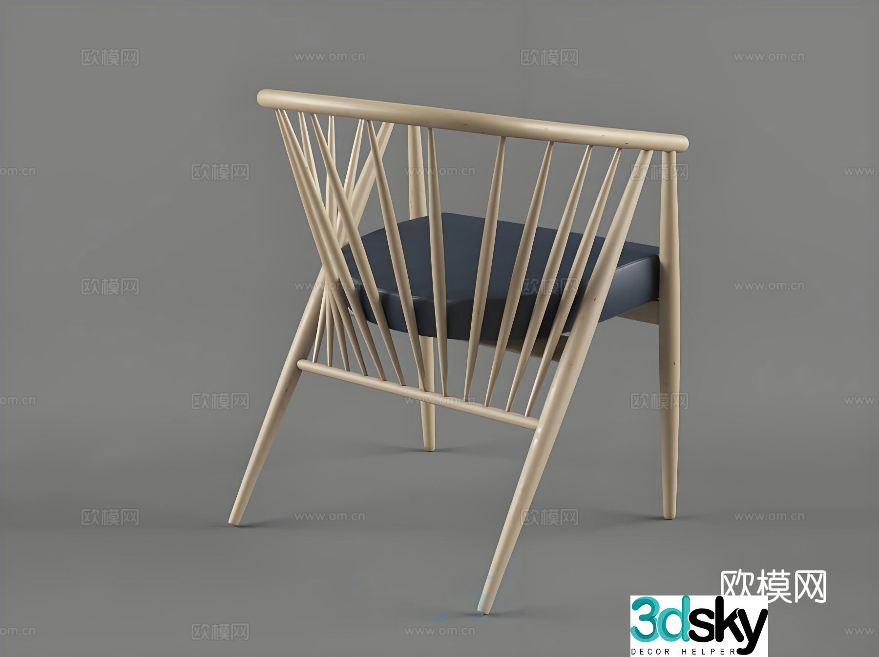 Leisure chair solid wood chair dining chair tea chair 3d model