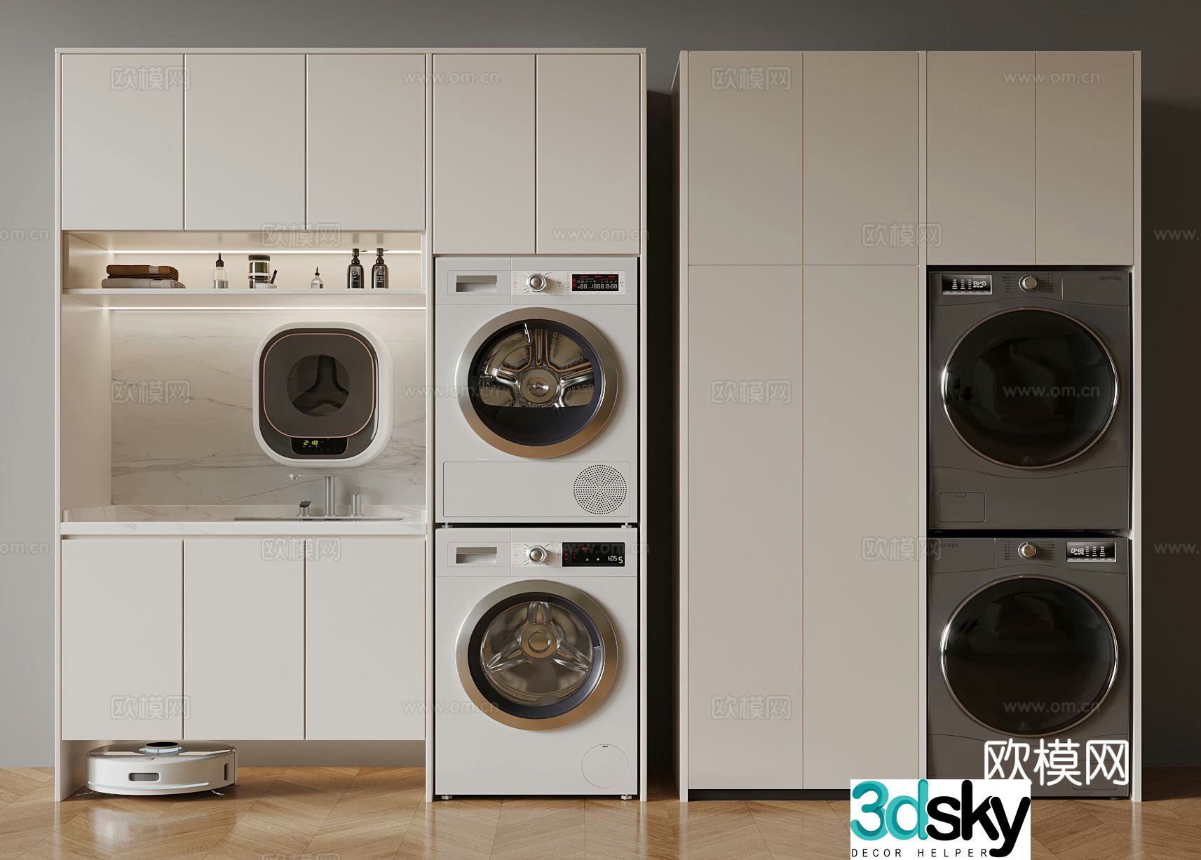 Modern balcony cabinet washing machine cabinet 3d model