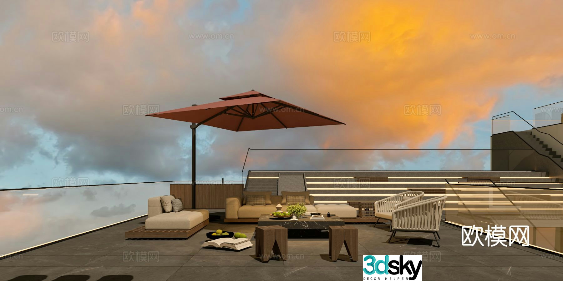 Roof Garden Open Balcony Roof 3D Model