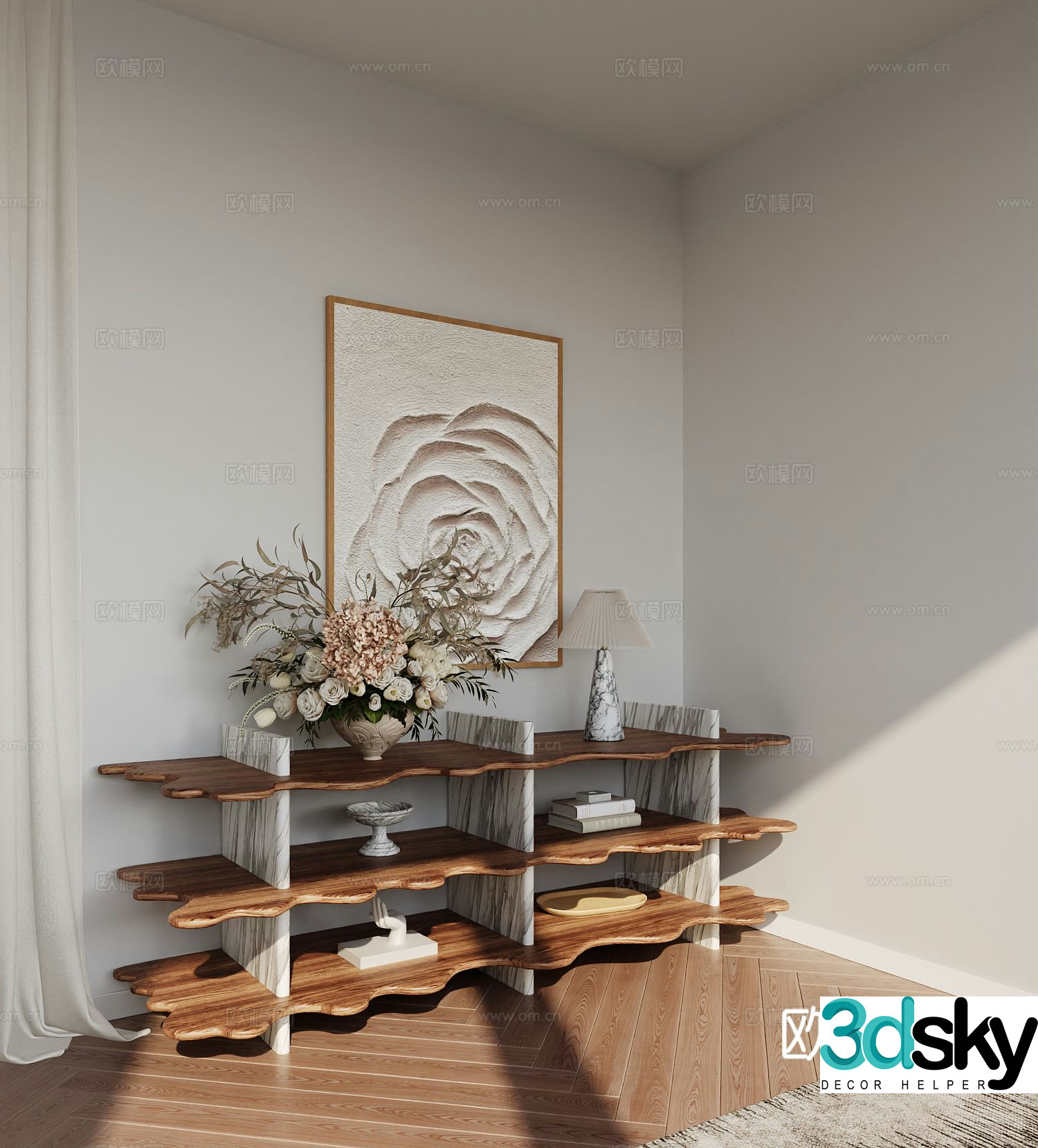 French entryway cabinet side cabinet 3d model